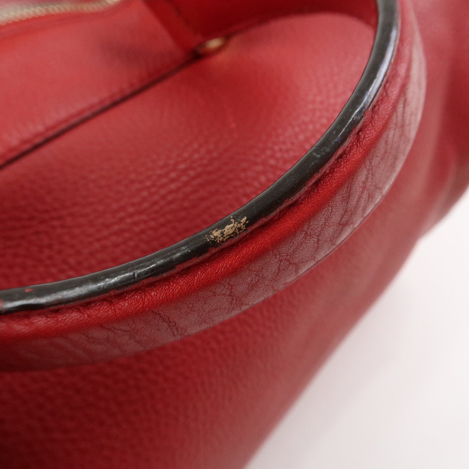 GUCCI SOHO Interlocking G Leather Boston Bag Hand Bag Red 282302