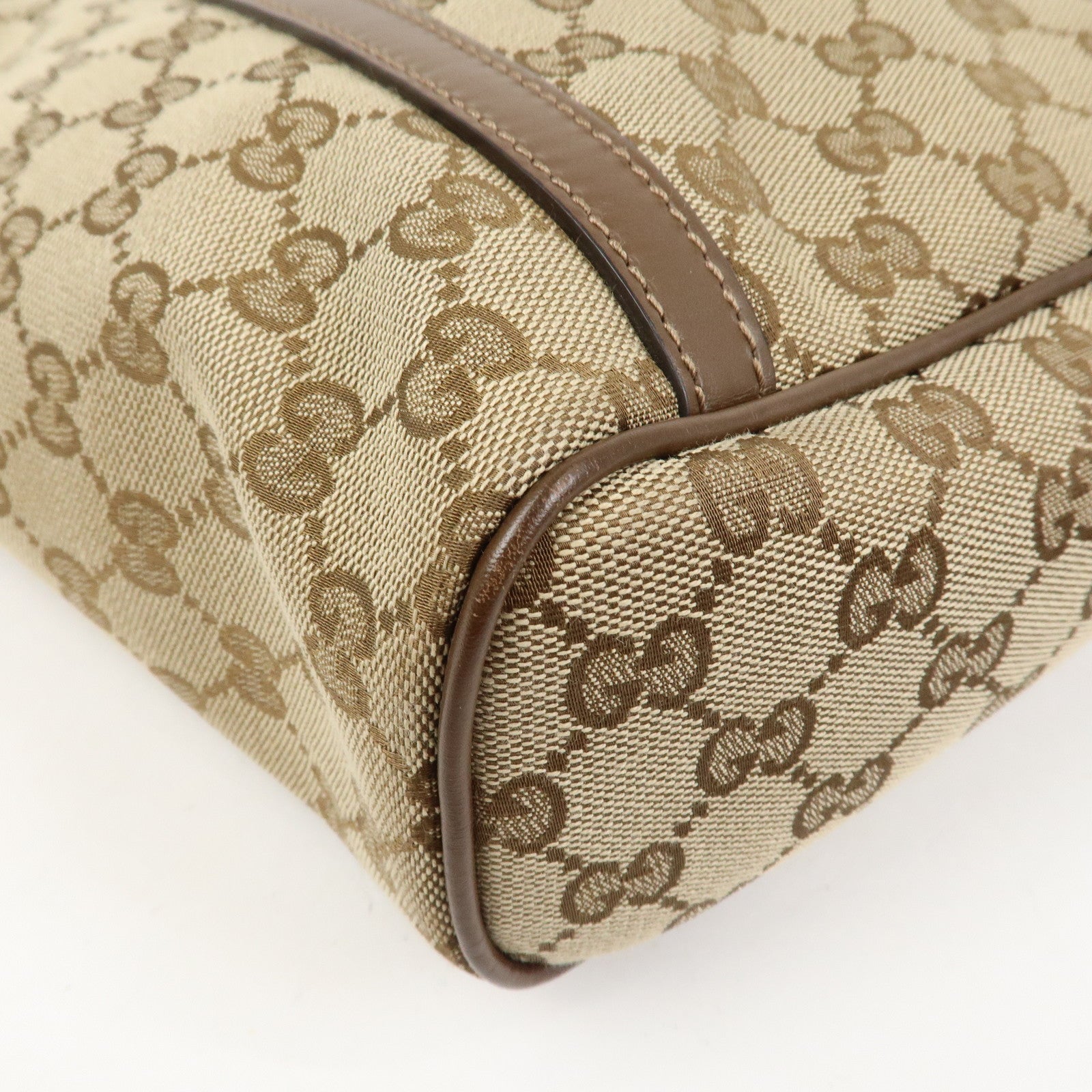 GUCCI GG Monogram Canvas Leather 2Way Tote Bag Beige Brown 388929