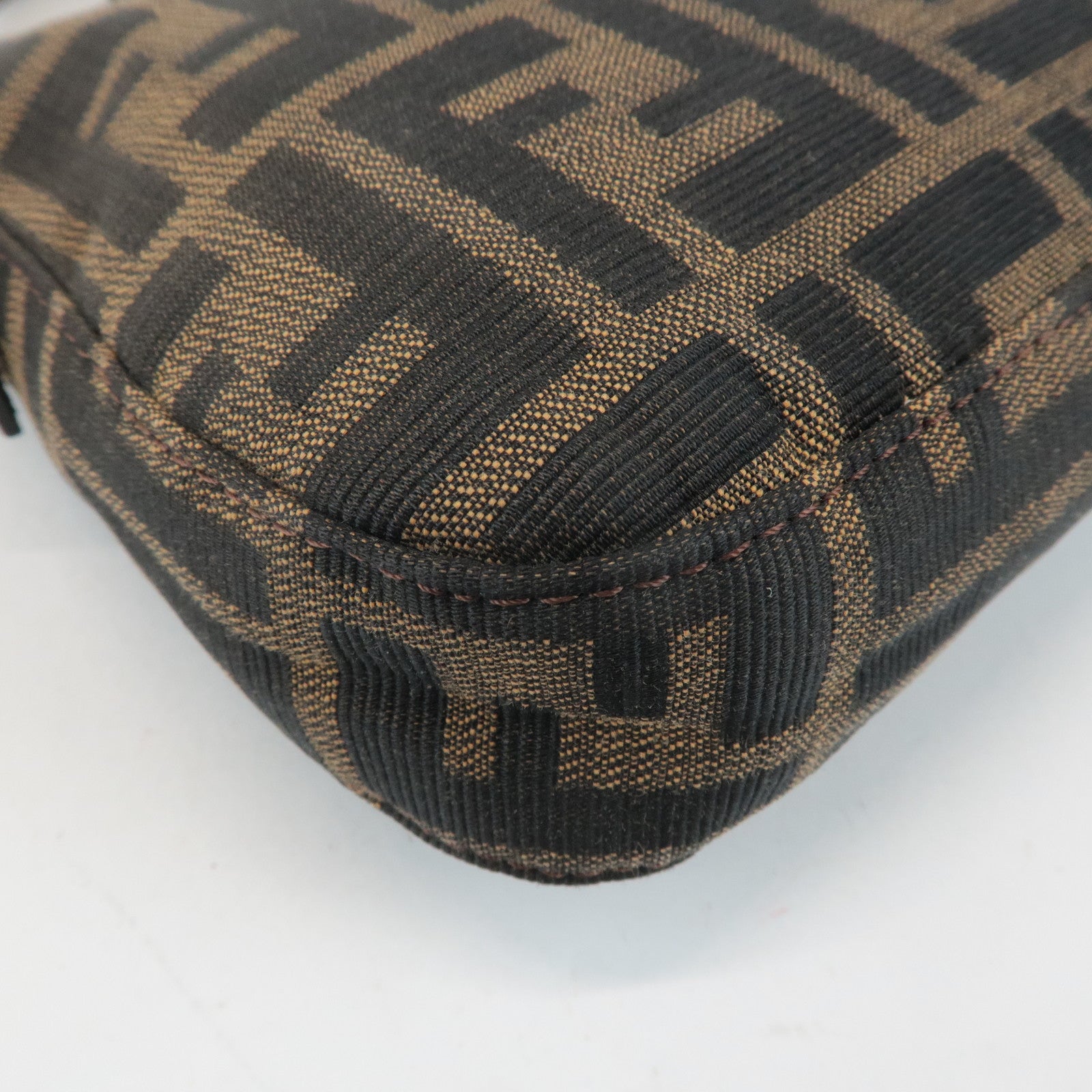 FENDI Zucca Mamma Baguette Canvas Shoulder Bag 26424 Brown Black Used