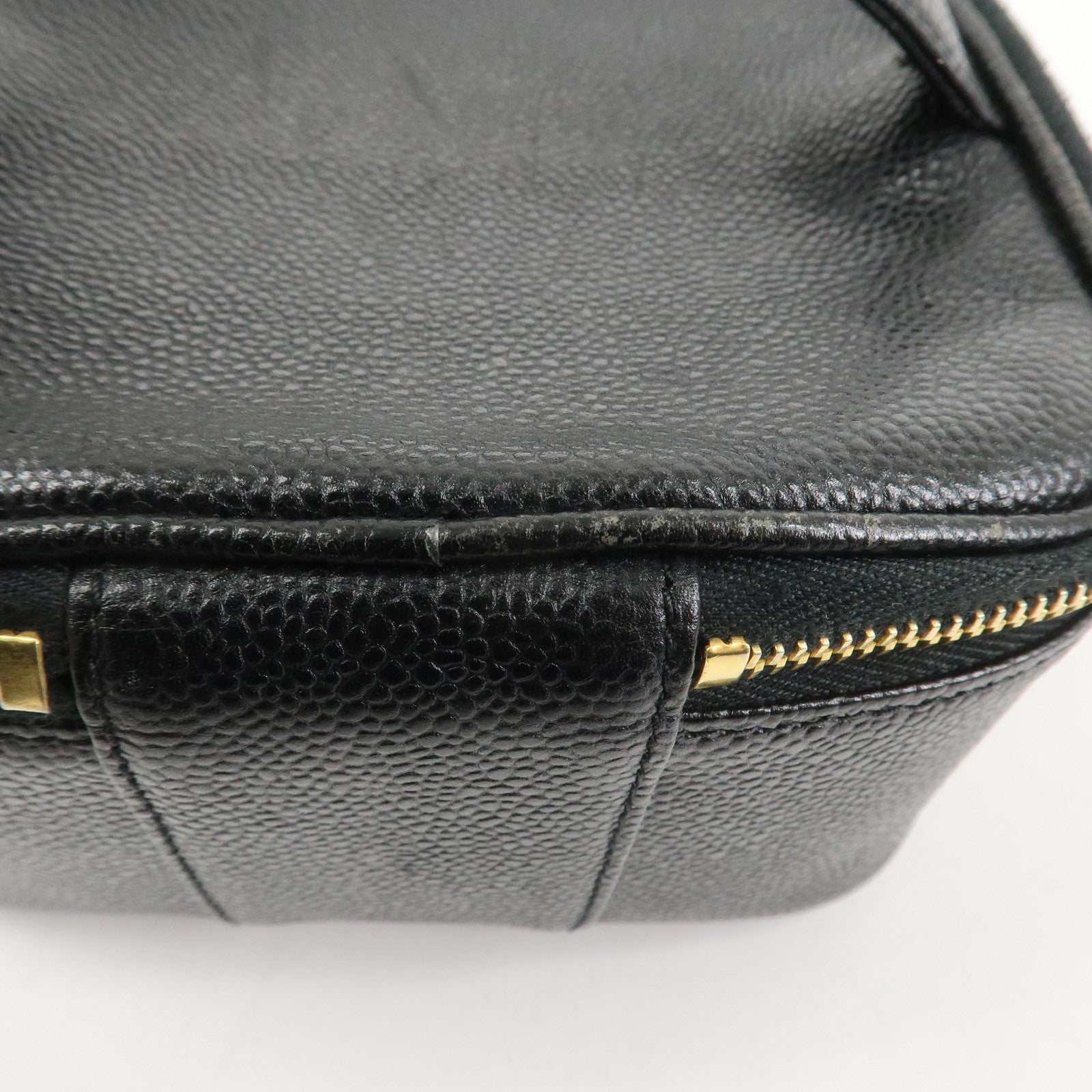 CHANEL Caviarskin COCO Mark Vanity Bag Hand Bag Black A01997