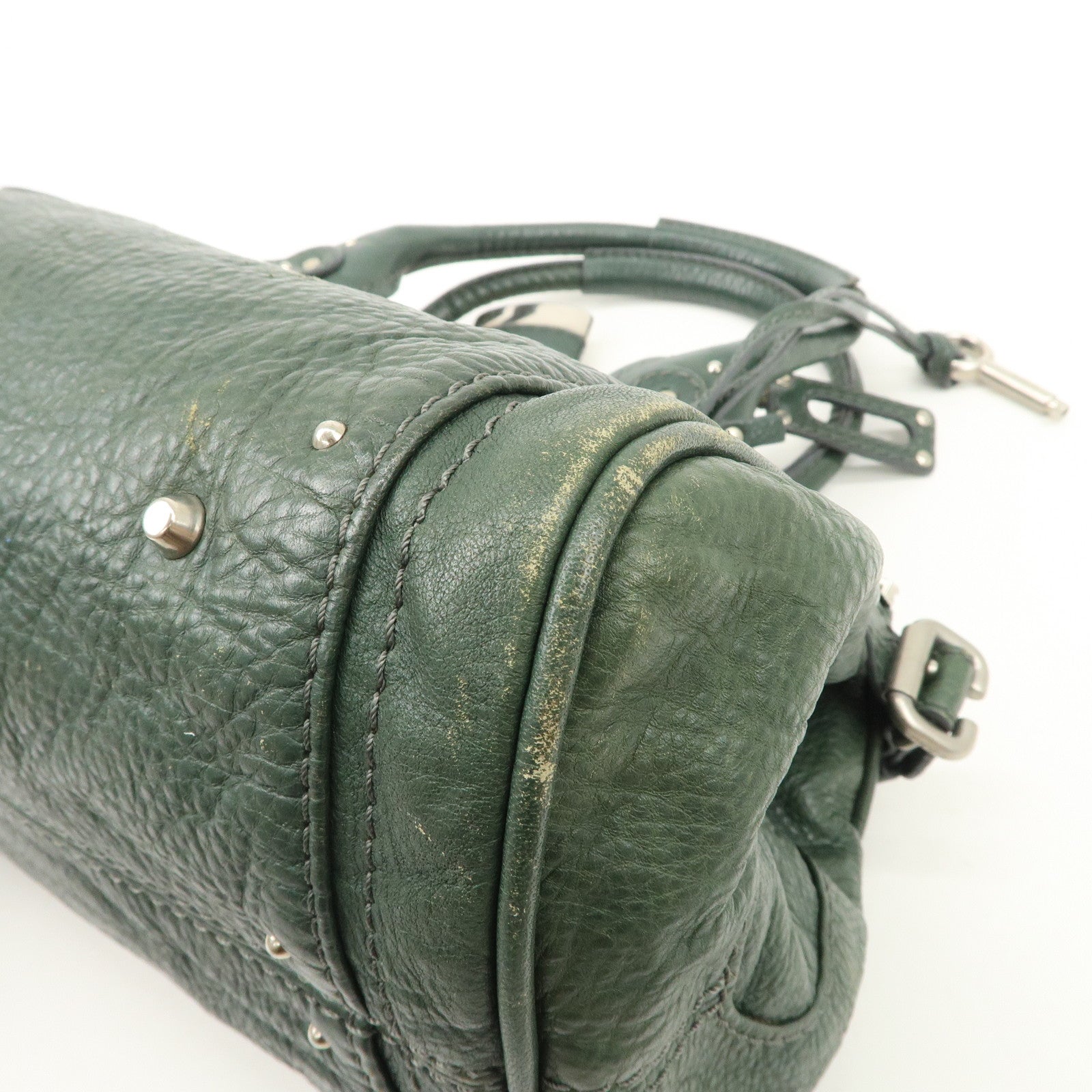 Chloe Padington Leather Hand Bag Shoulder Bag Green - Used