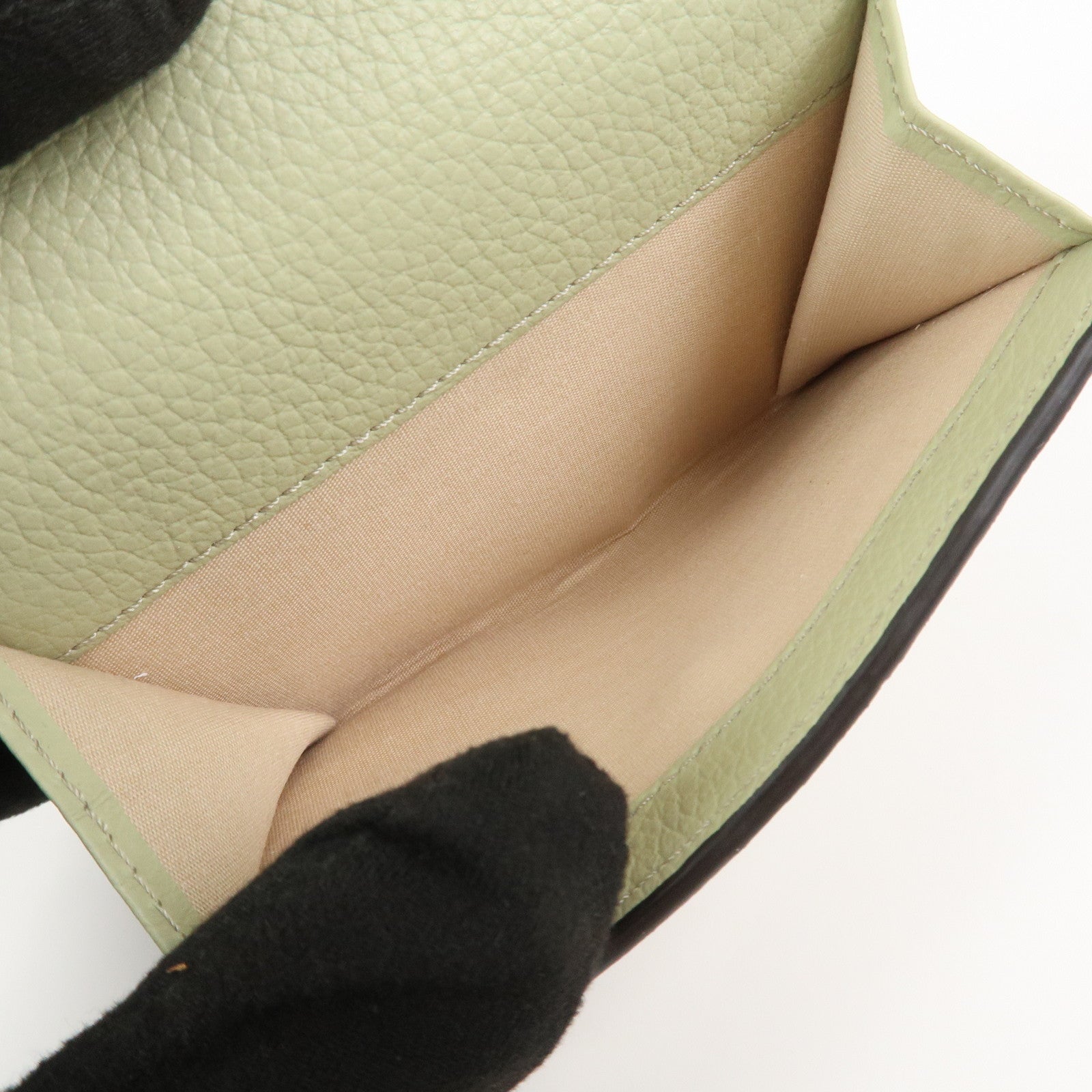 Chloe Leather Small Alphabet Tri-fold Compact Wallet Light Green
