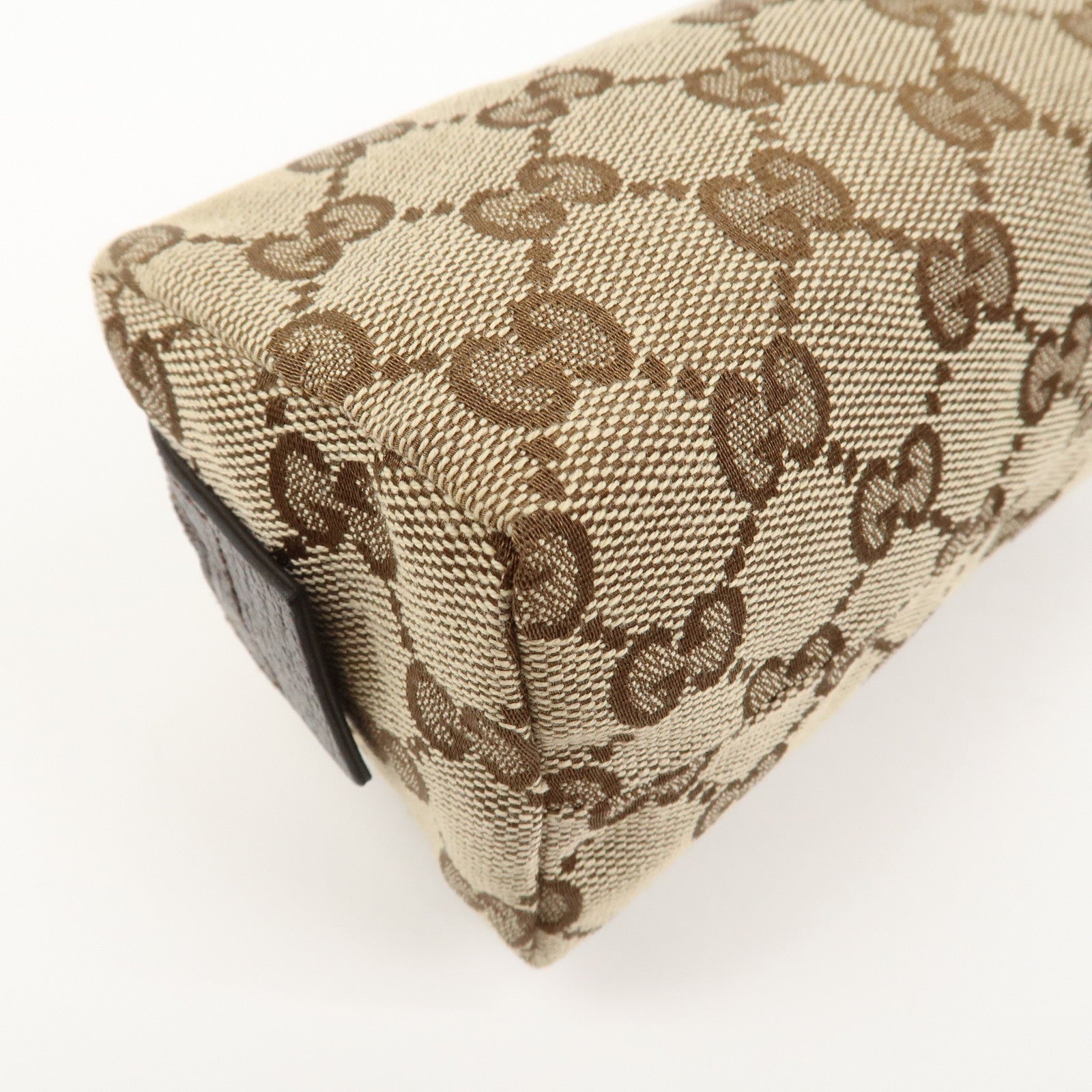 GUCCI GG Monogram Canvas Leather Pouch Cosmetic Case Brown 29596
