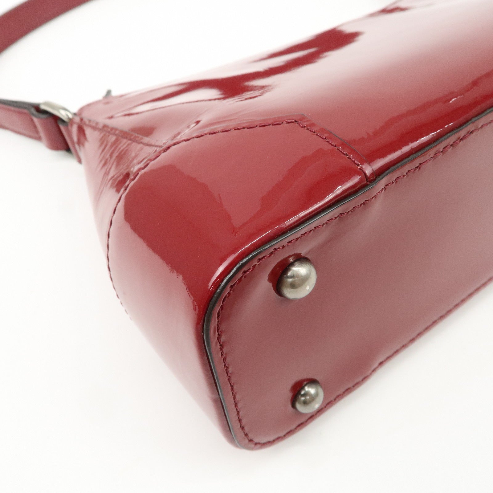 BURBERRY Patent Leather Shoulder Bag Hand Bag Red