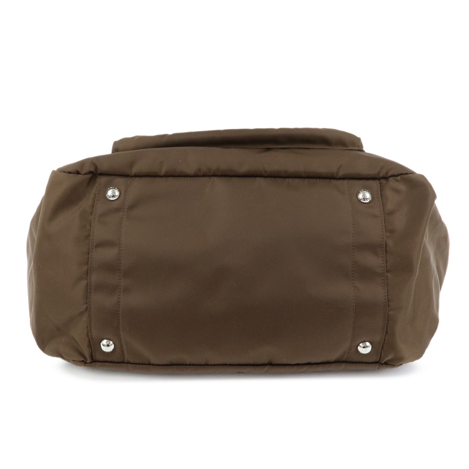 PRADA Triangle Logo Nylon Leather 2Way Hand Bag Khaki Brown 1BG102