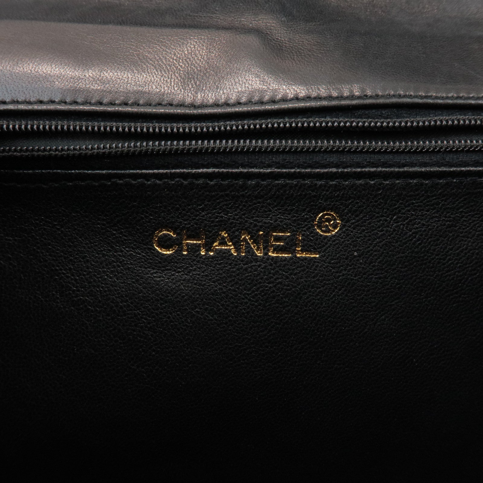 CHANEL Matelasse COCO Mark Lamb Skin Chain Shoulder Bag Black