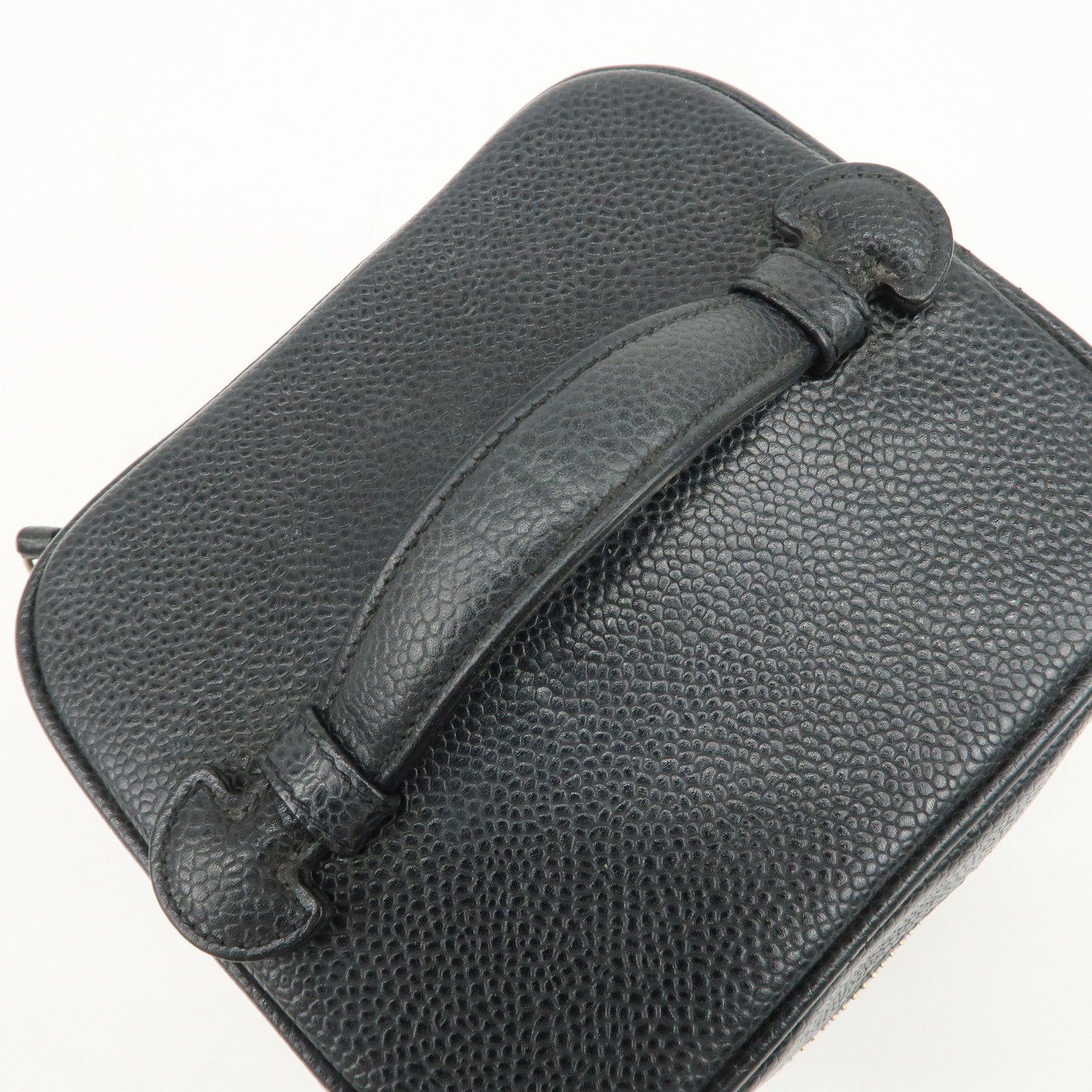 CHANEL COCO Mark Caviarskin Vanity Bag Hand Bag Makeup Bag A01998