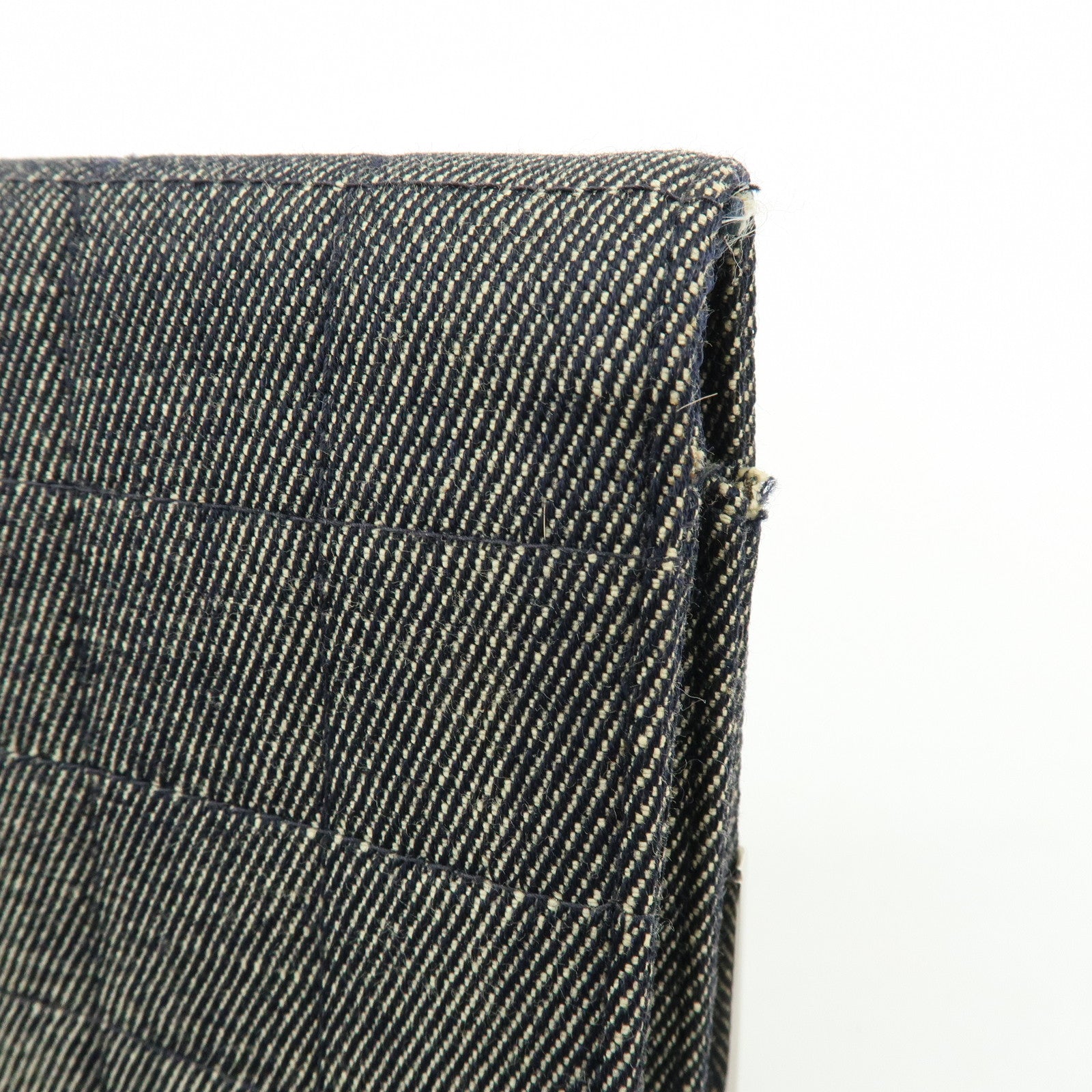 CHANEL Chocolate Bar COCO Mark Denim Clutch Bag Black