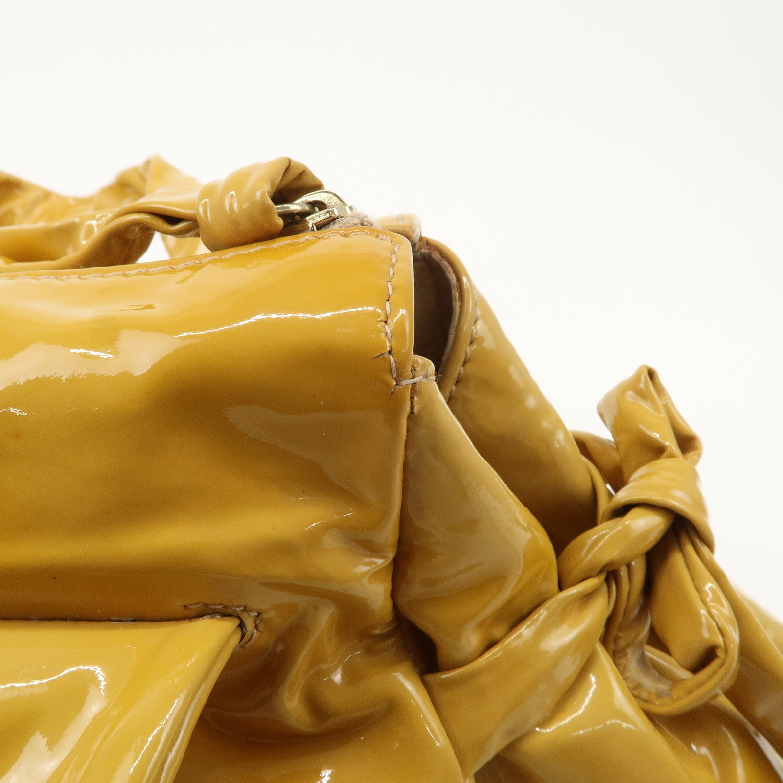 GUCCI Hysteria Patent Leather Hand Bag Tote Bag Yellow 197020