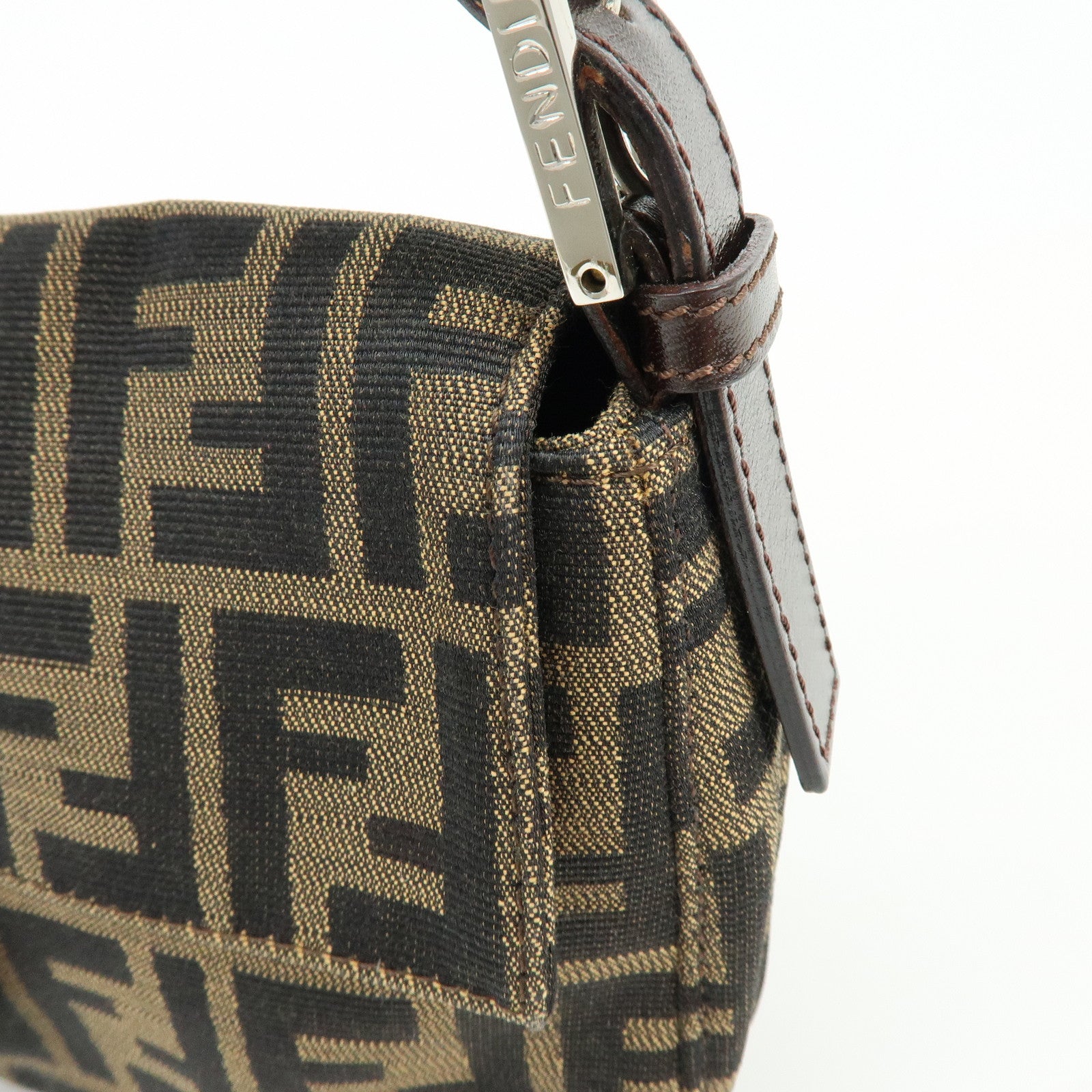 FENDI Mamma Baguette Jacquard Canvas Leather Hand Bag 17132642