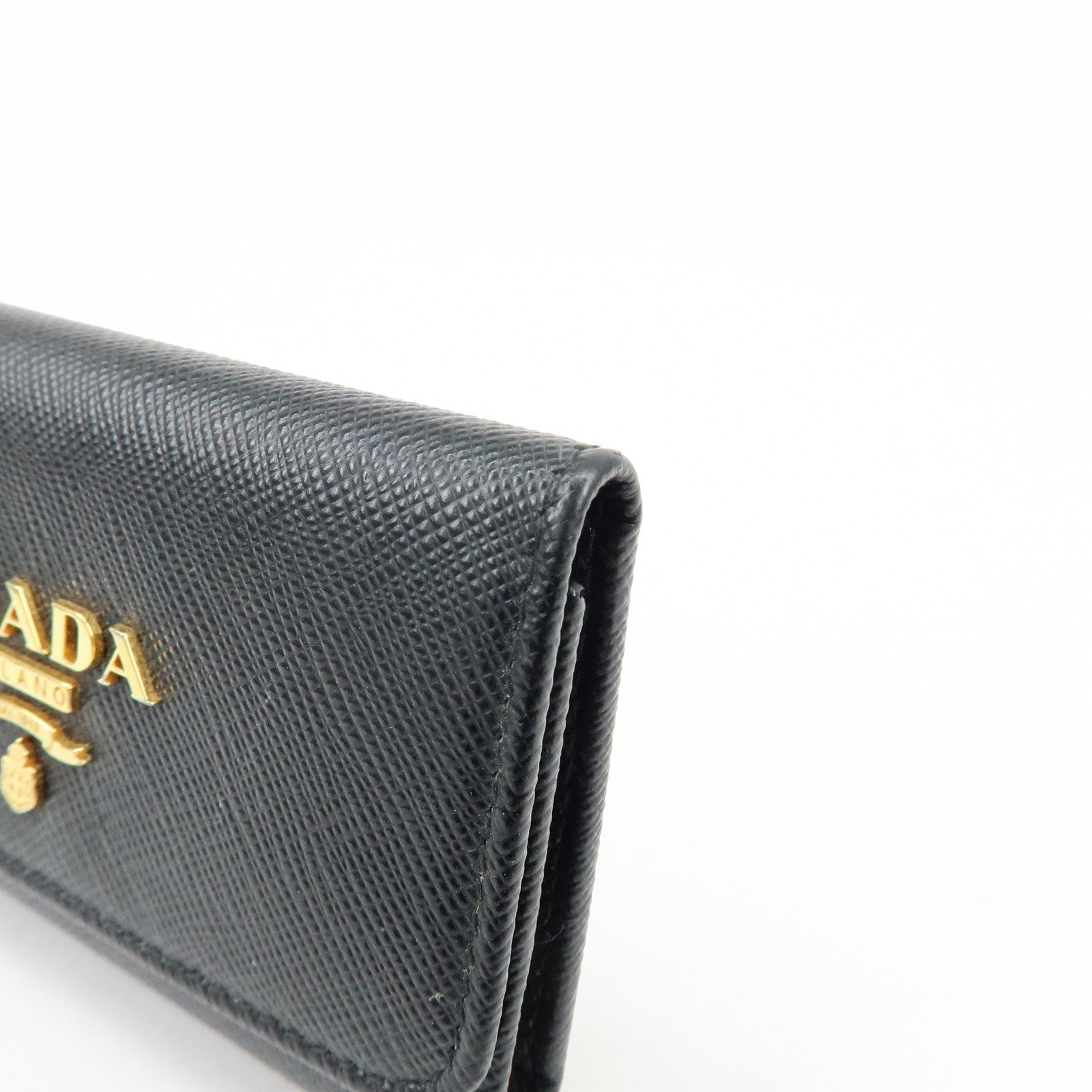 PRADA Saffiano Leather Key Case Key Ring Key Holder Black