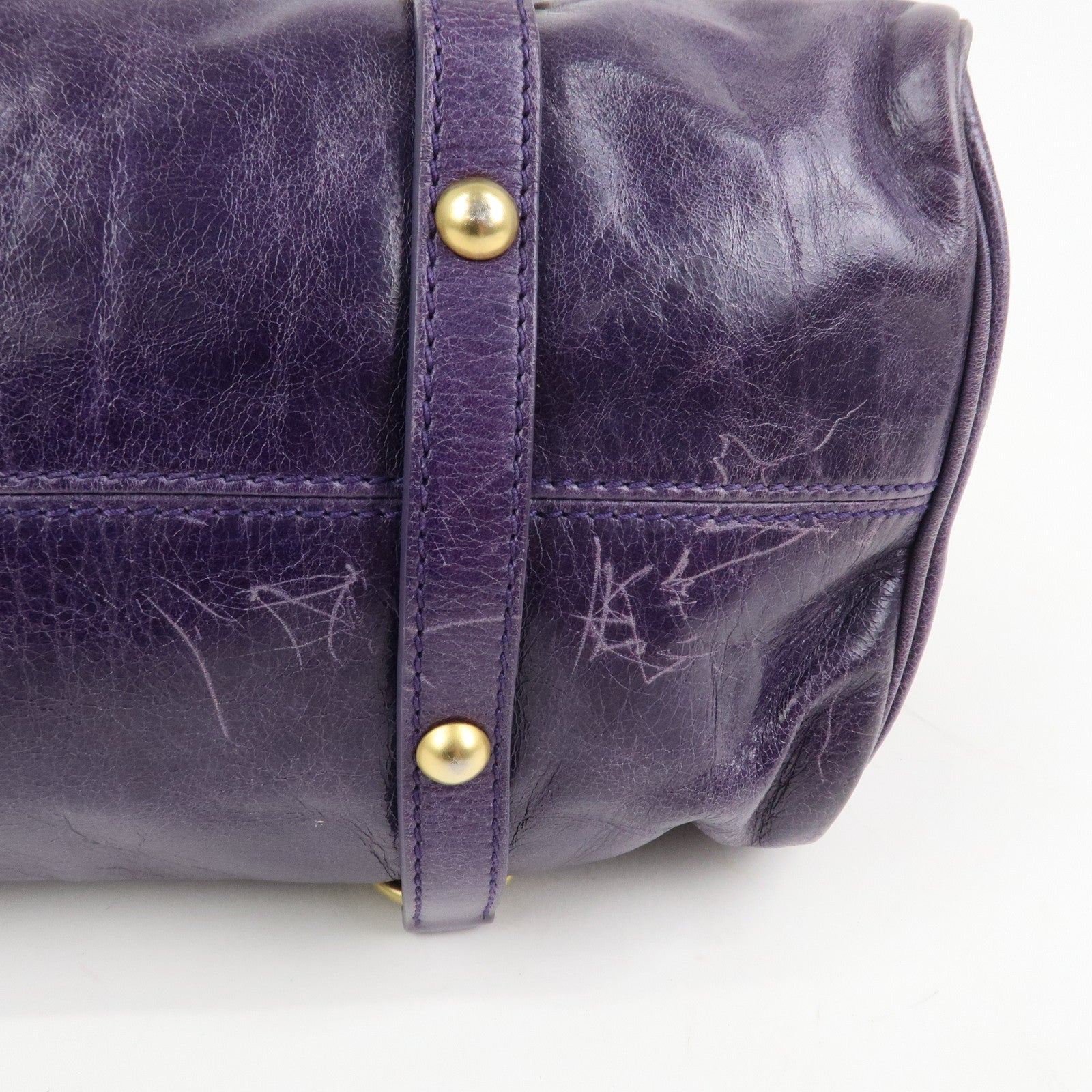 MIU MIU Logo Leather 2Way Bag Hand Bag Shoulder Bag Purple