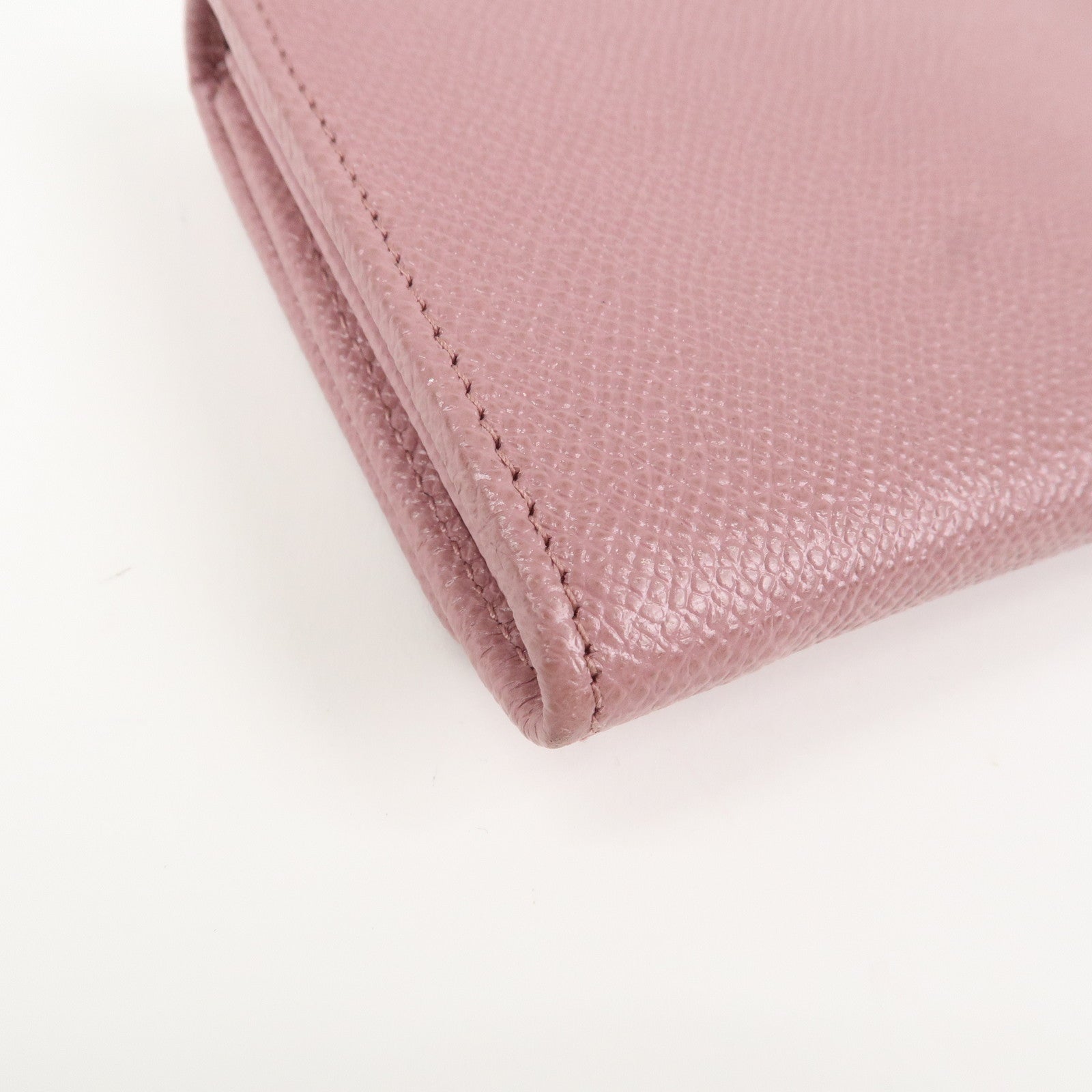 BVLGARI Logo Leather Bi-Fold Long Wallet Light Purple