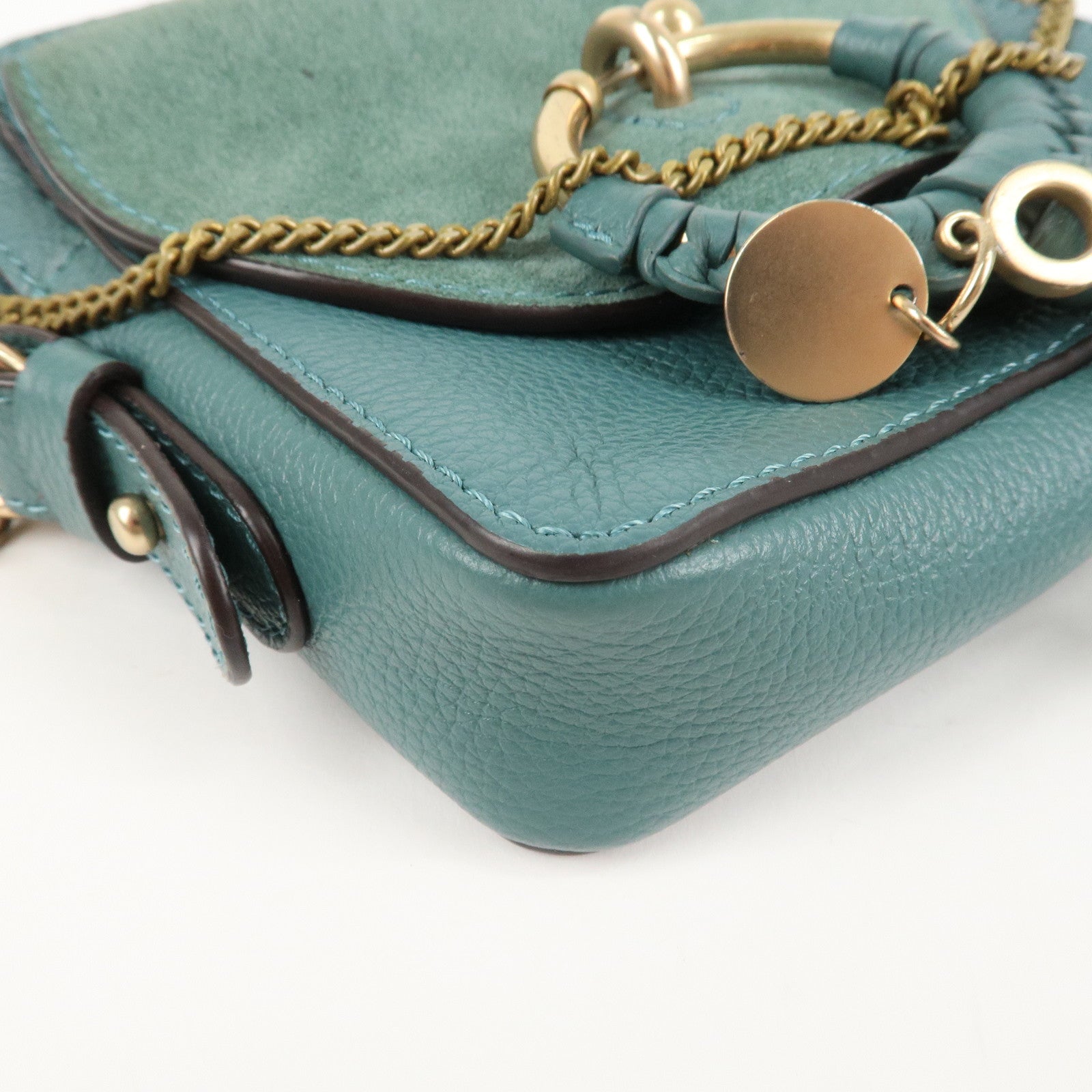 Chloe See By Chloe Joan Leather Suede Shoulder Bag Turquoise Blue Used