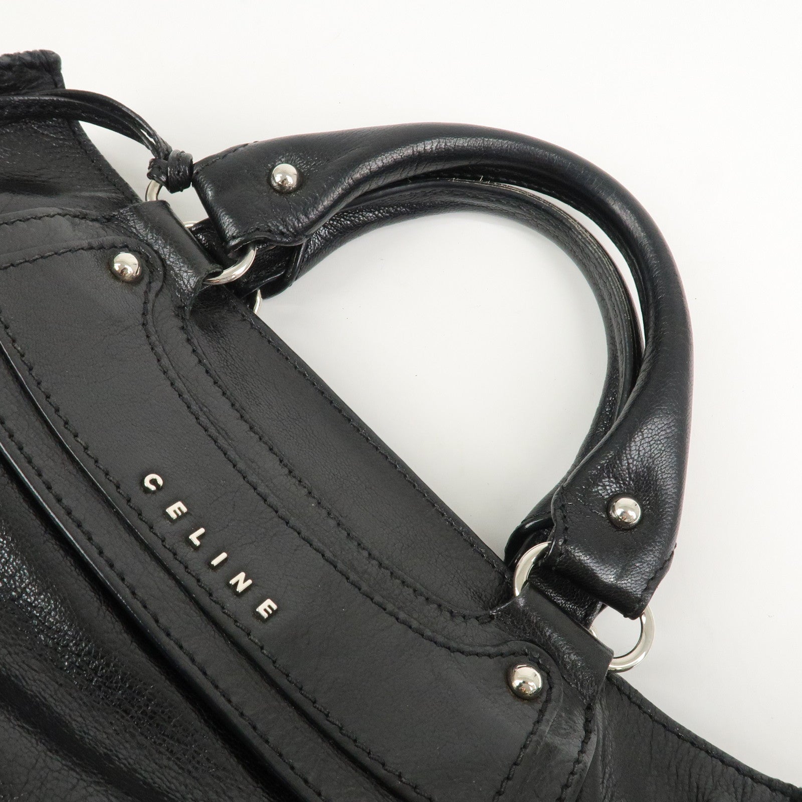 CELINE Boogie Bag Leather Hand Bag Tote Bag Black