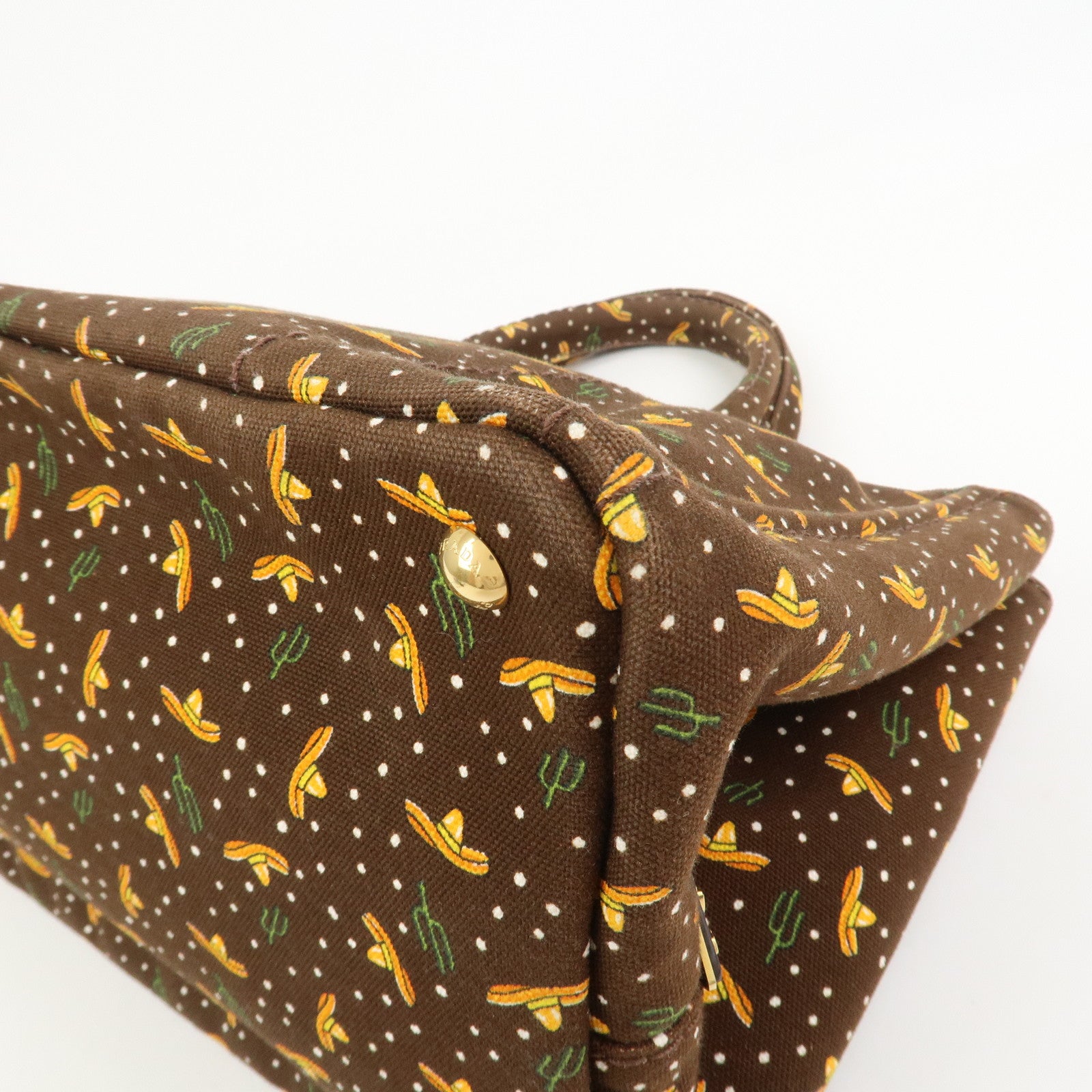 PRADA Canapa Canvas 2Way Bag Hand Bag Shoulder Bag Brown Orange
