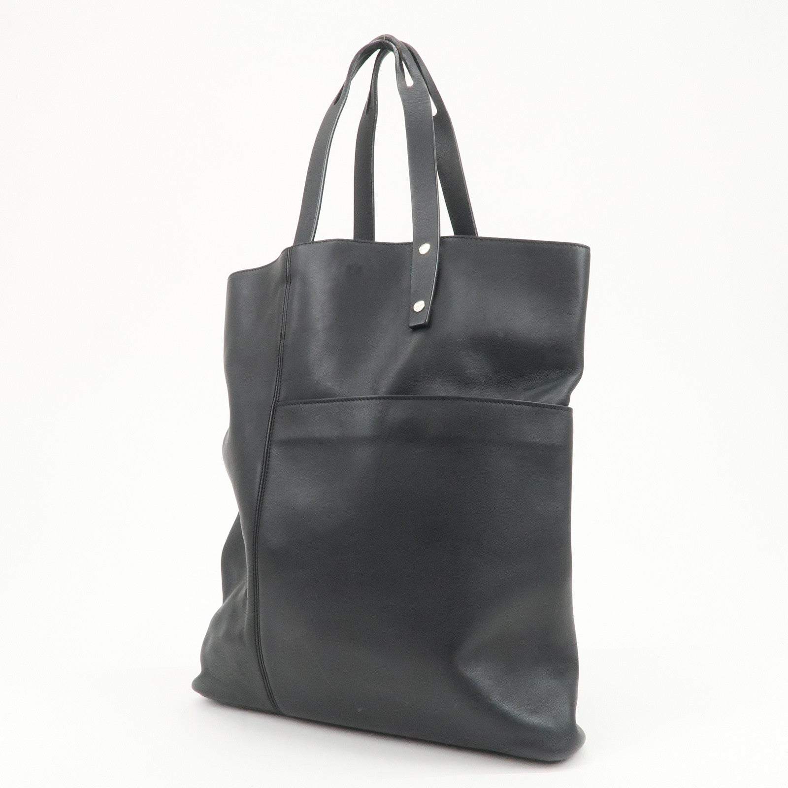 LOEWE Logo Leather Tote Bag Hand Bag Shoulder Bag Black