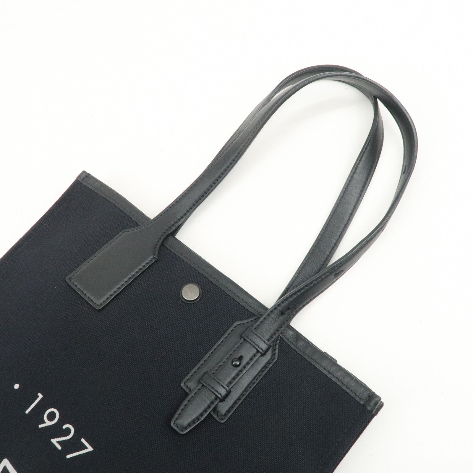 Ferragamo Canvas Leather Tote Bag Shoulder Bag Black