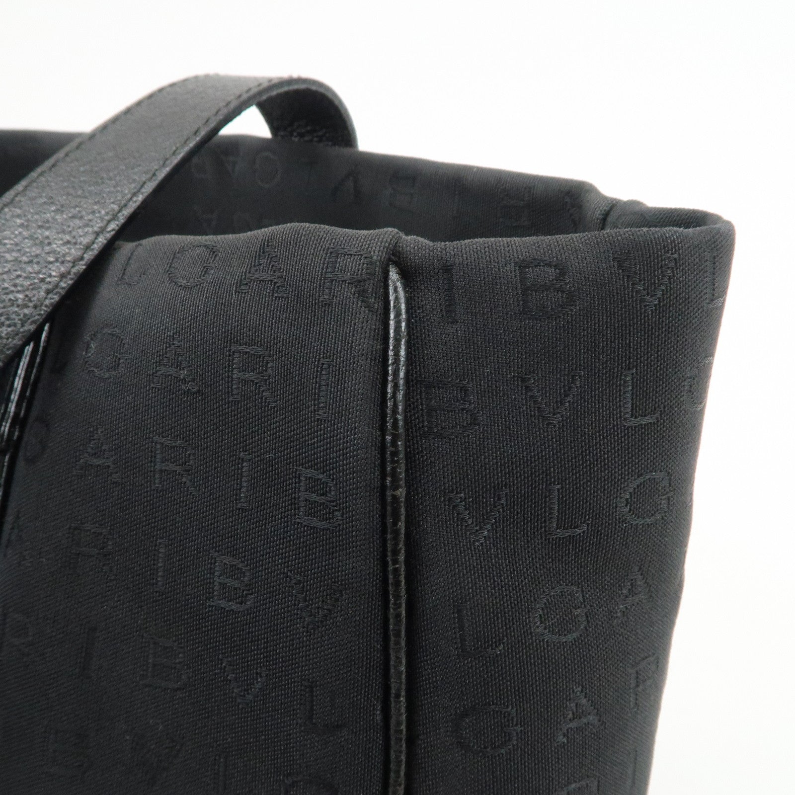 BVLGARI Logomania Canvas Leather Tote Bag Shoulder Bag Black