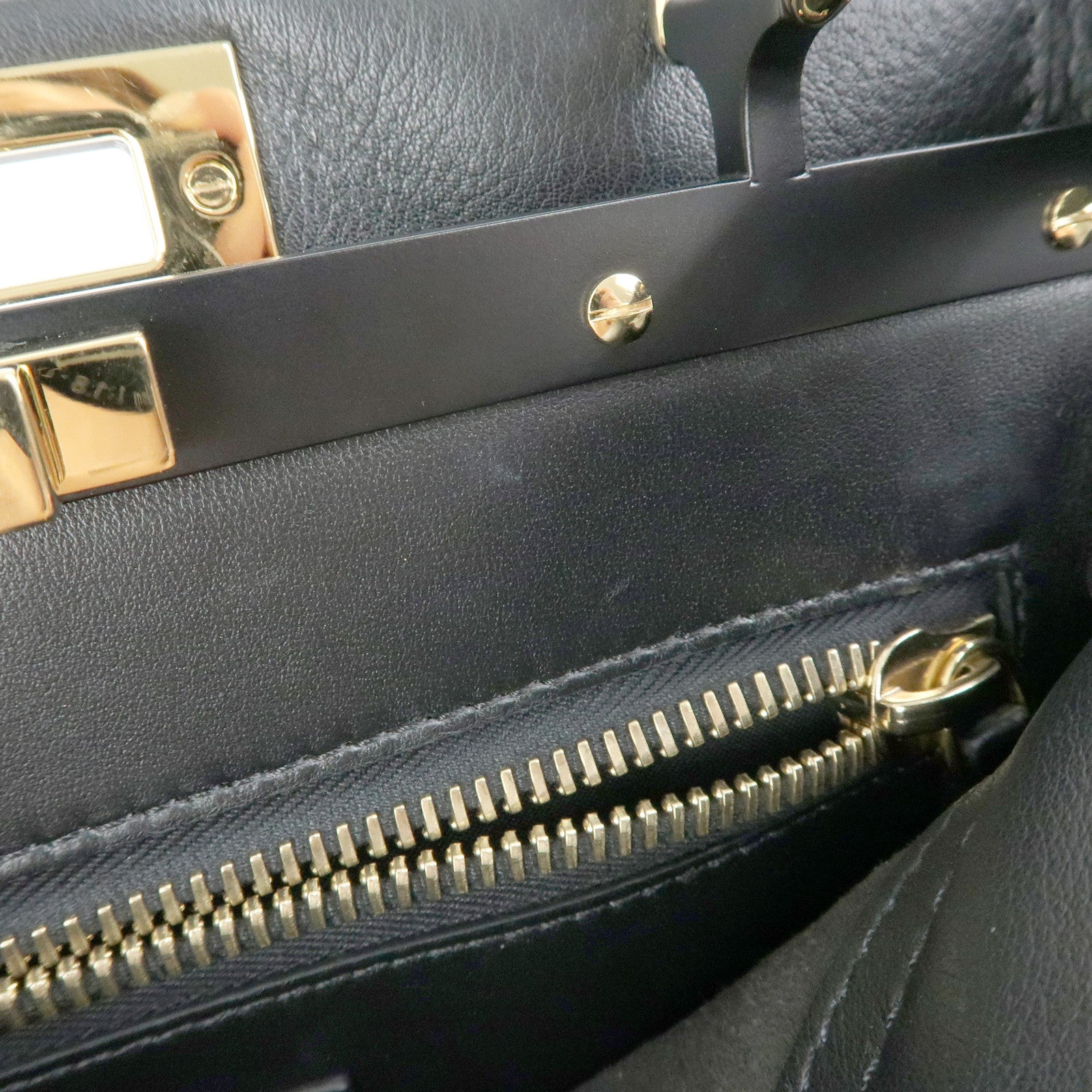 FENDI Peekaoo Calf Leather 2Way Bag Hand Bag Shoulder Bag 8BN290