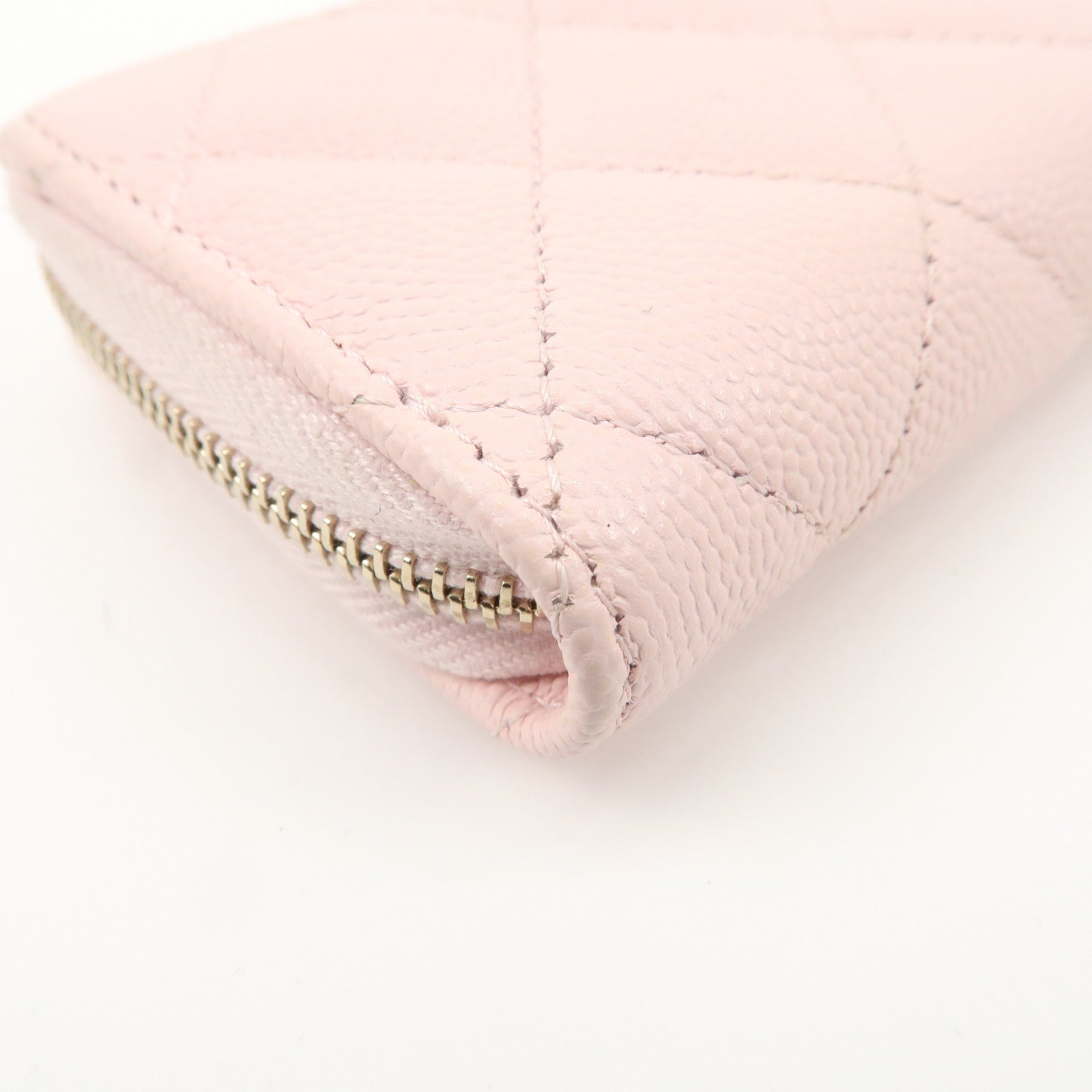 CHANEL Time Classic Matelasse Caviar Skin Zippy Coin Purse Pink AP0216 Used