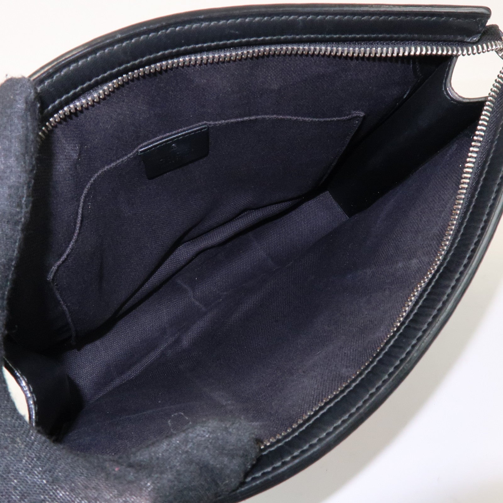 GUCCI Sherry GG Supreme Leather Clutch Bag Pouch Black Red 475316