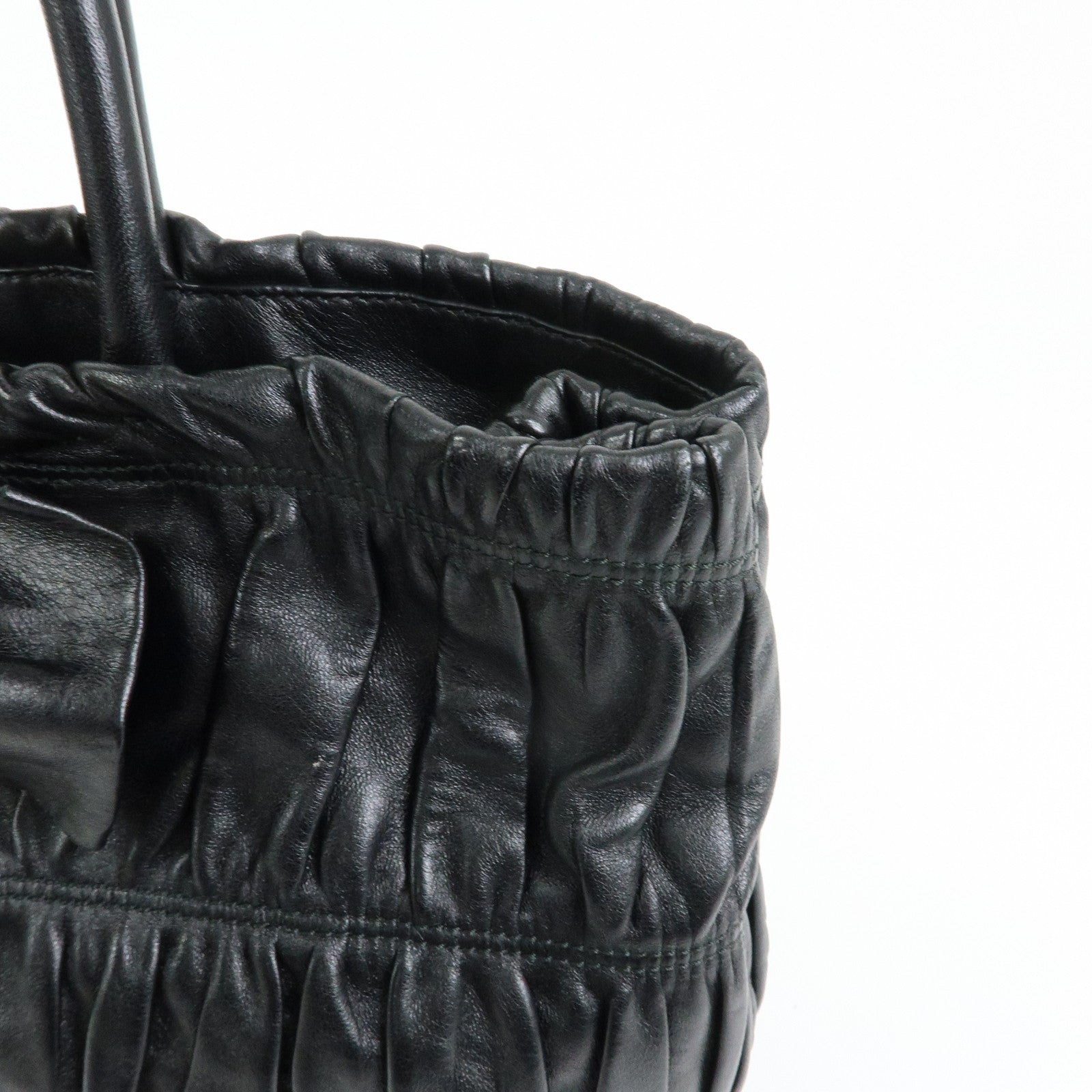 PRADA Ribbon Nappa Gaufure Leather 2Way Bag Black BN1932