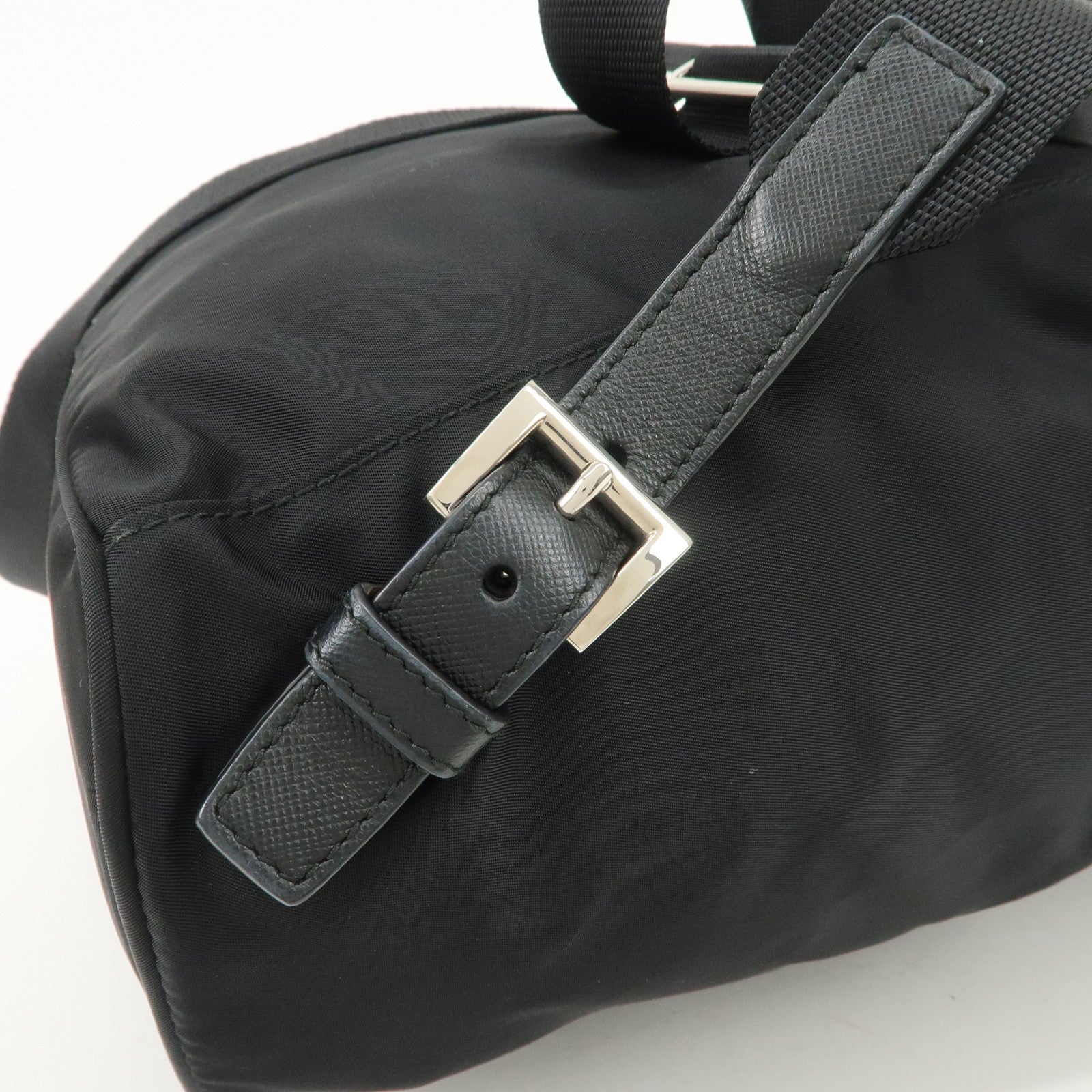 PRADA Triangle Logo Nylon Leather Backpack Rucksack Black 1BZ032