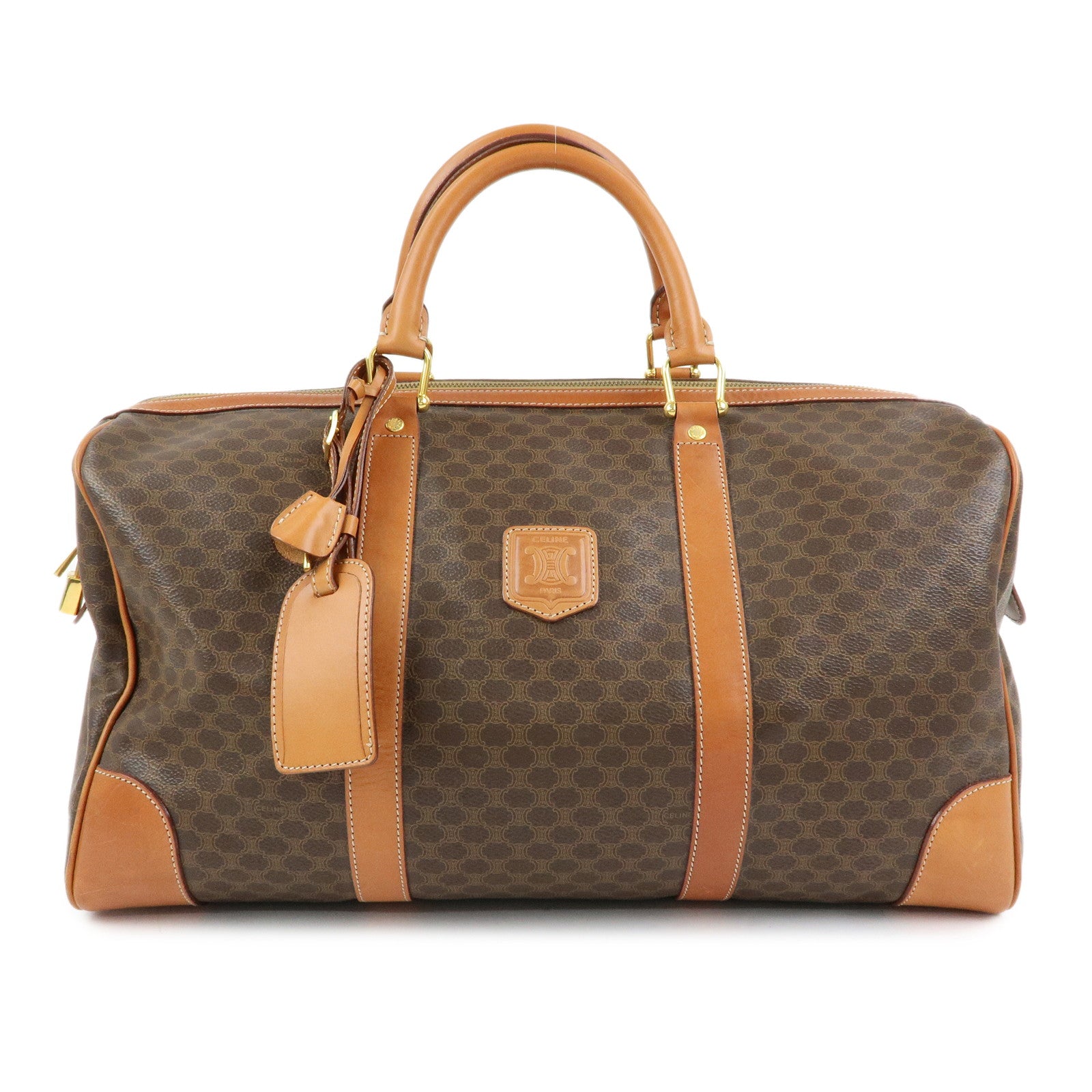 CELINE Macadam PVC Leather Boston Bag Hand Bag Travel Bag