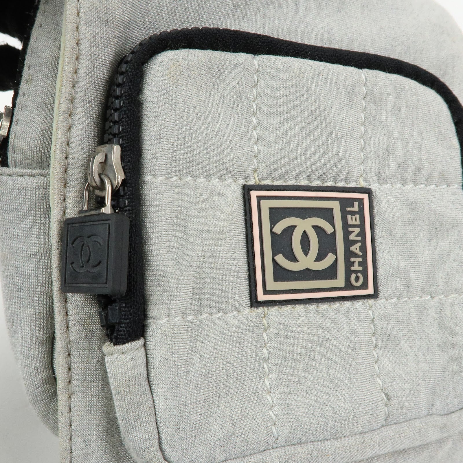 CHANEL CHANEL Sports Cotton Waist Bag Body Bag Gray