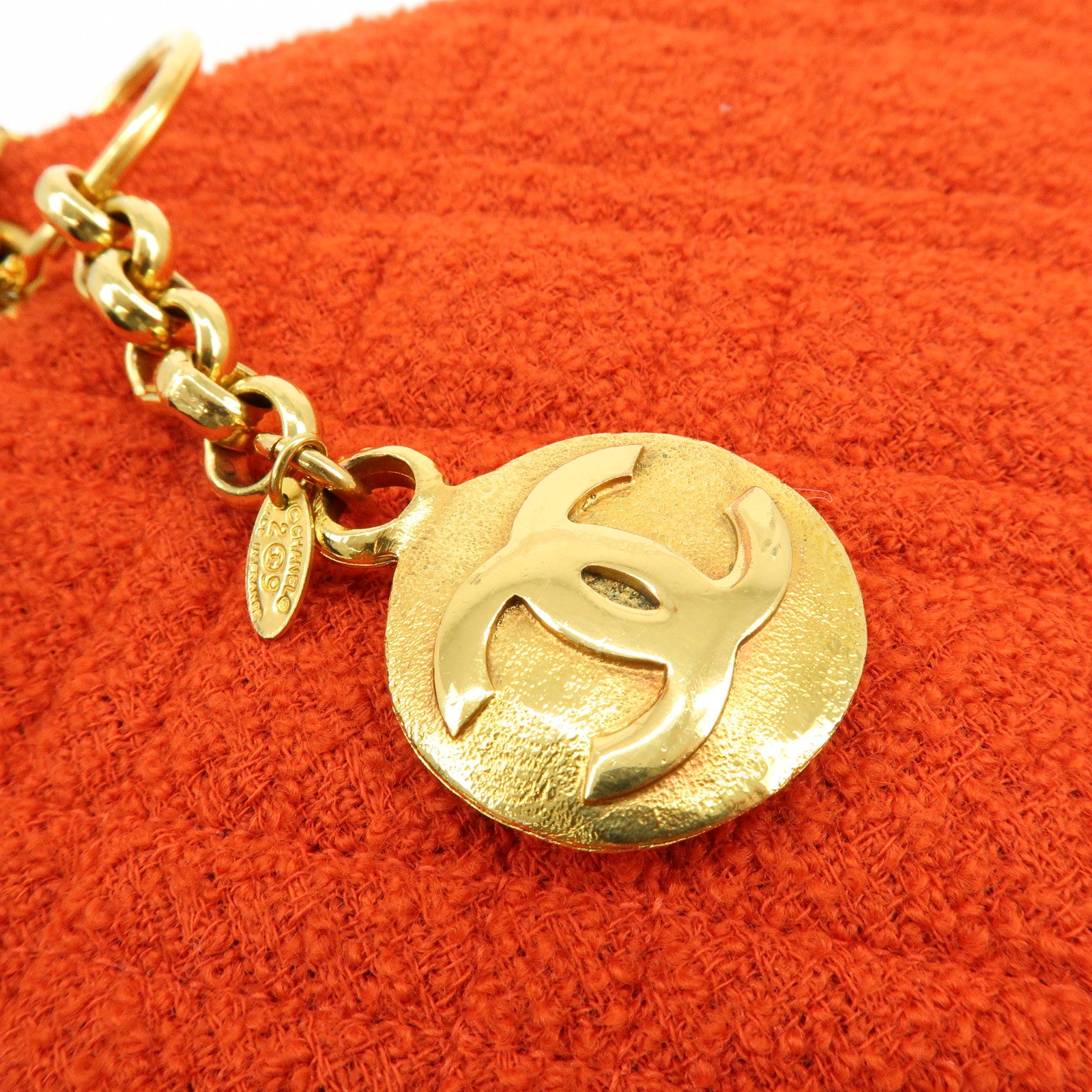 CHANEL COCO Mark Tweed Chain Shoulder Bag Hand Bag Red