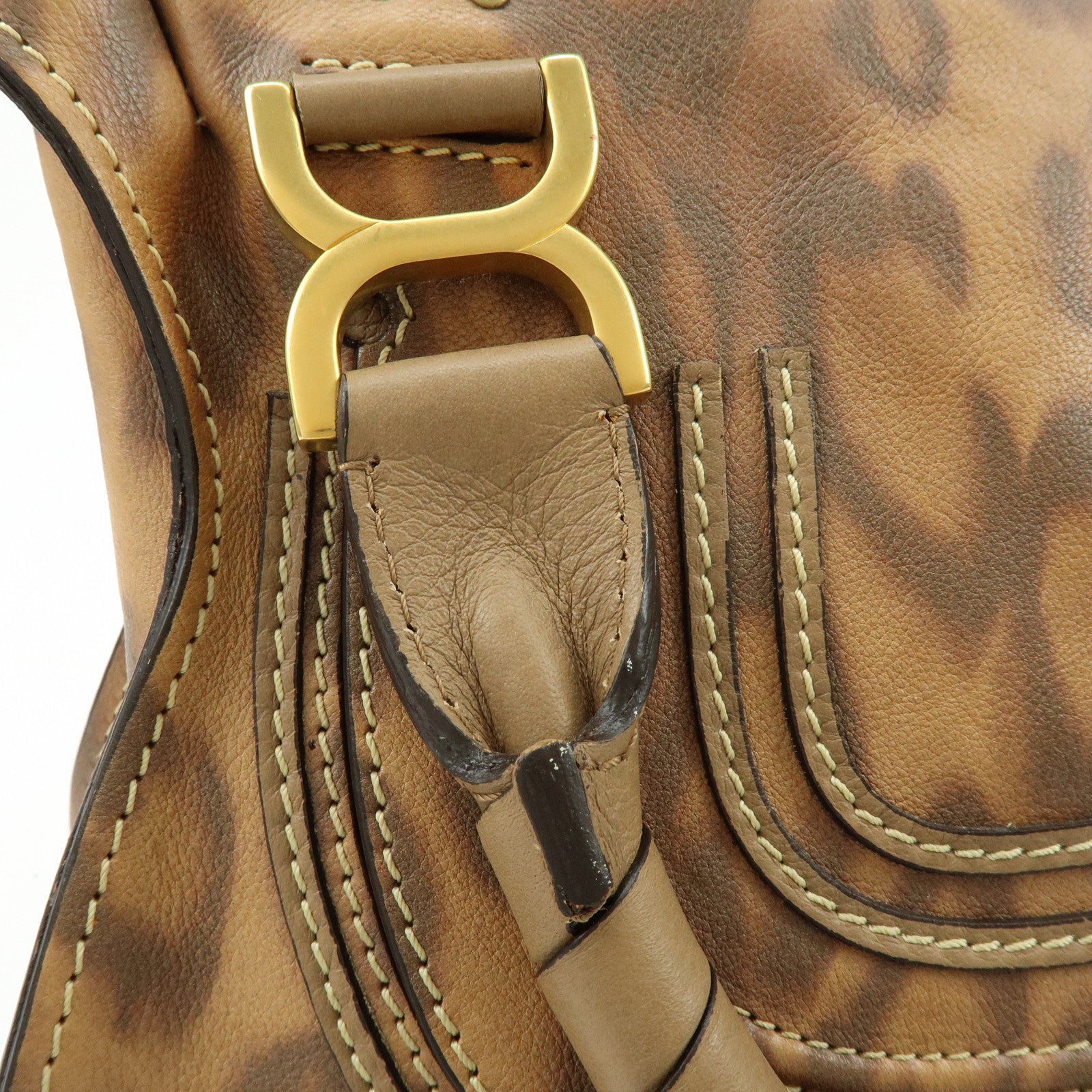 Chloe Marcie Leather Hand Bag Leopard Brown Limited Edition