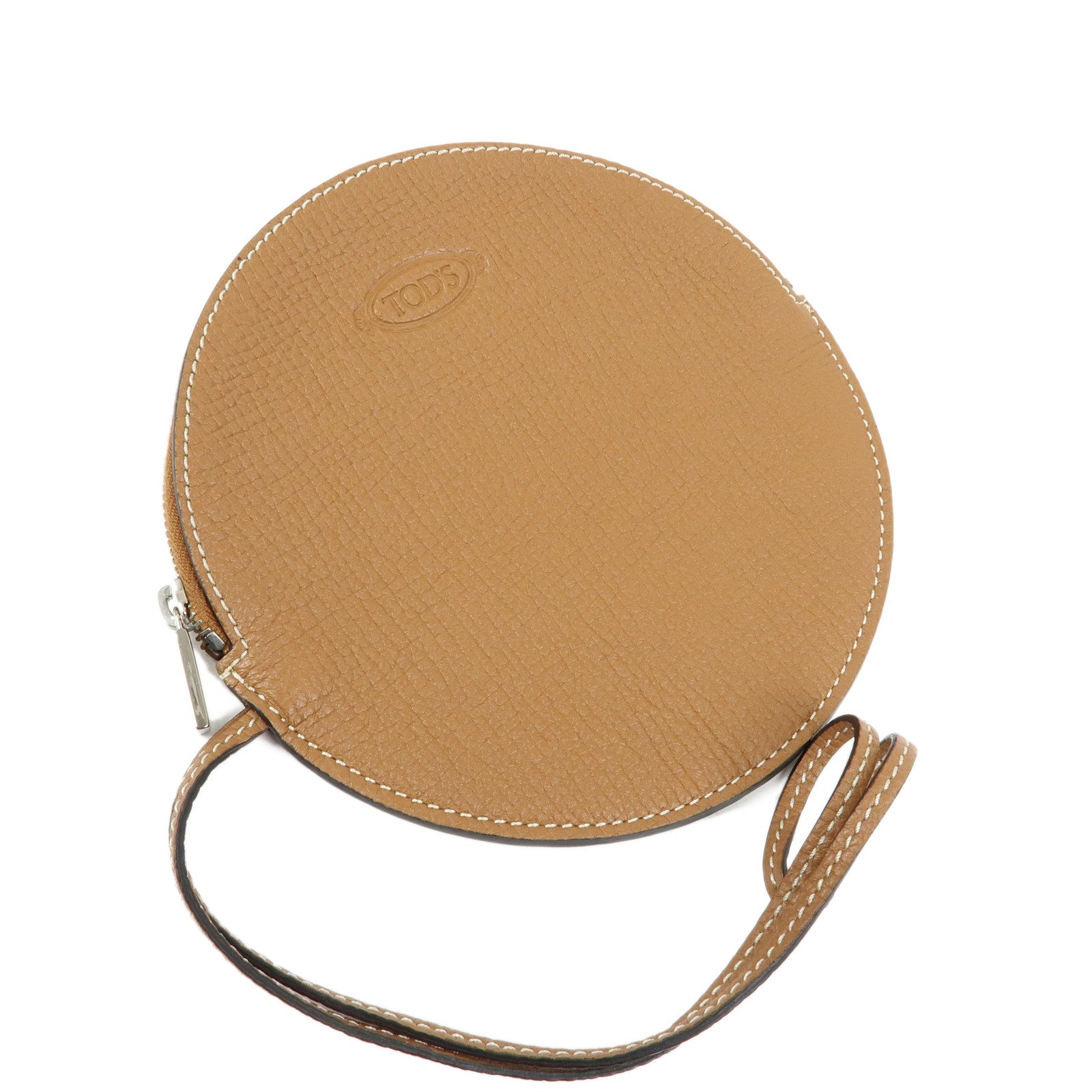 TOD'S T Timeless Leather 2Way Drawstring Bag Hand Bag Light Brown