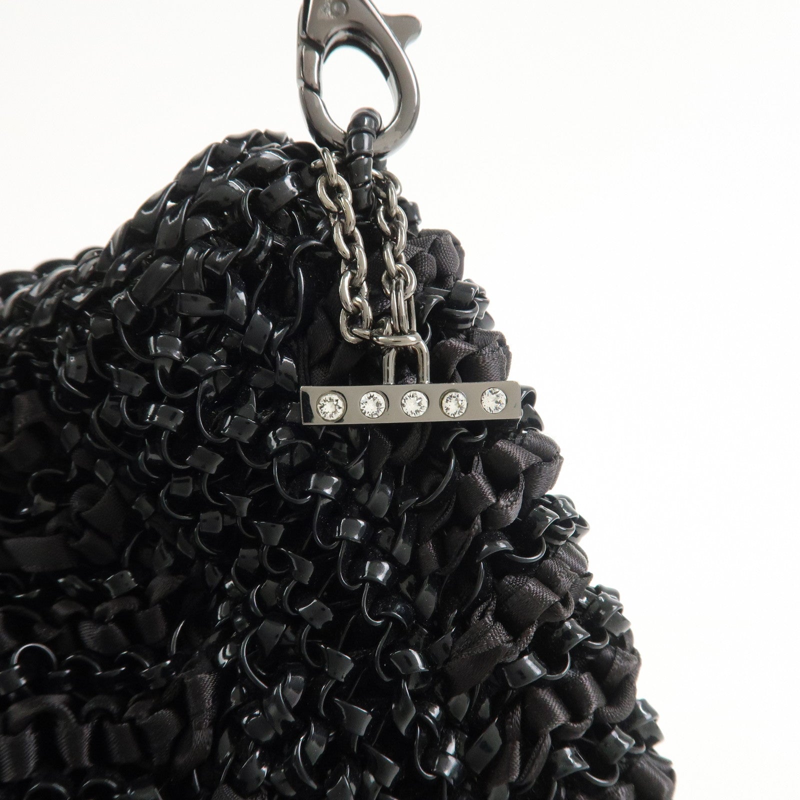 ANTEPRIMA Wire Bag PVC Satin Ribbon Shoulder Bag Hand Bag Black