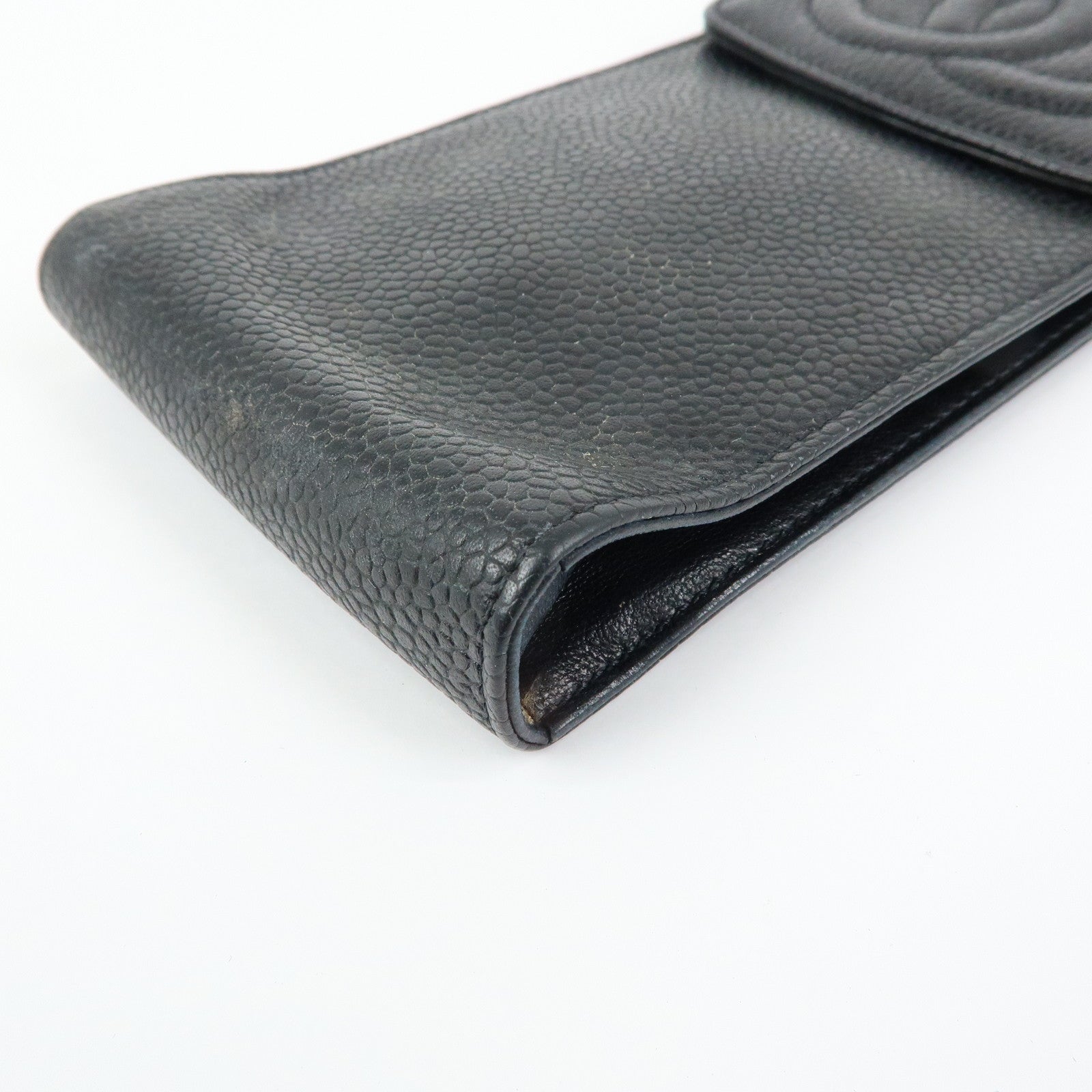 CHANEL COCO Mark Caviarskin Glasses Case Black