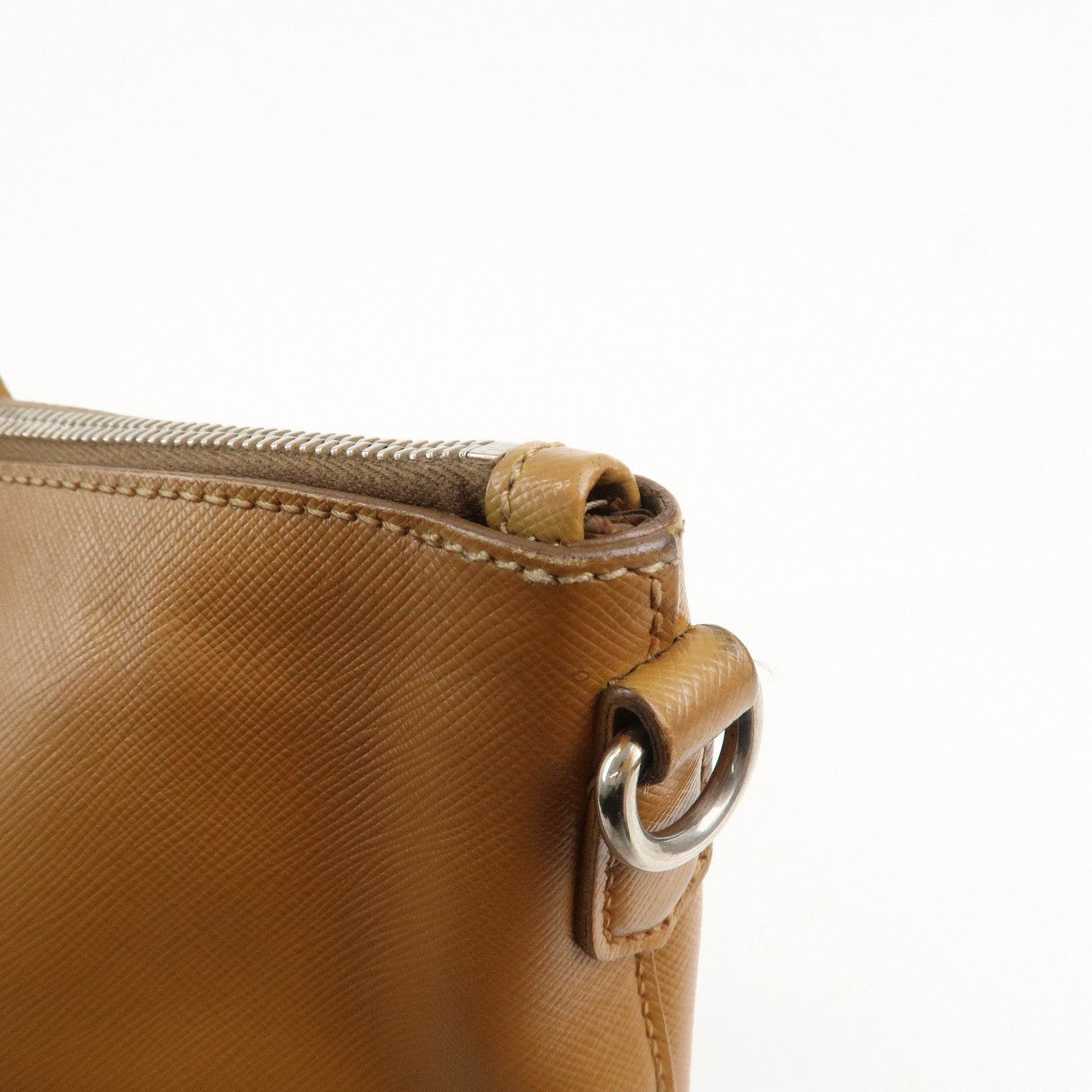 PRADA Triangle Logo Leather 2Way Bag Shoulder Bag Brown