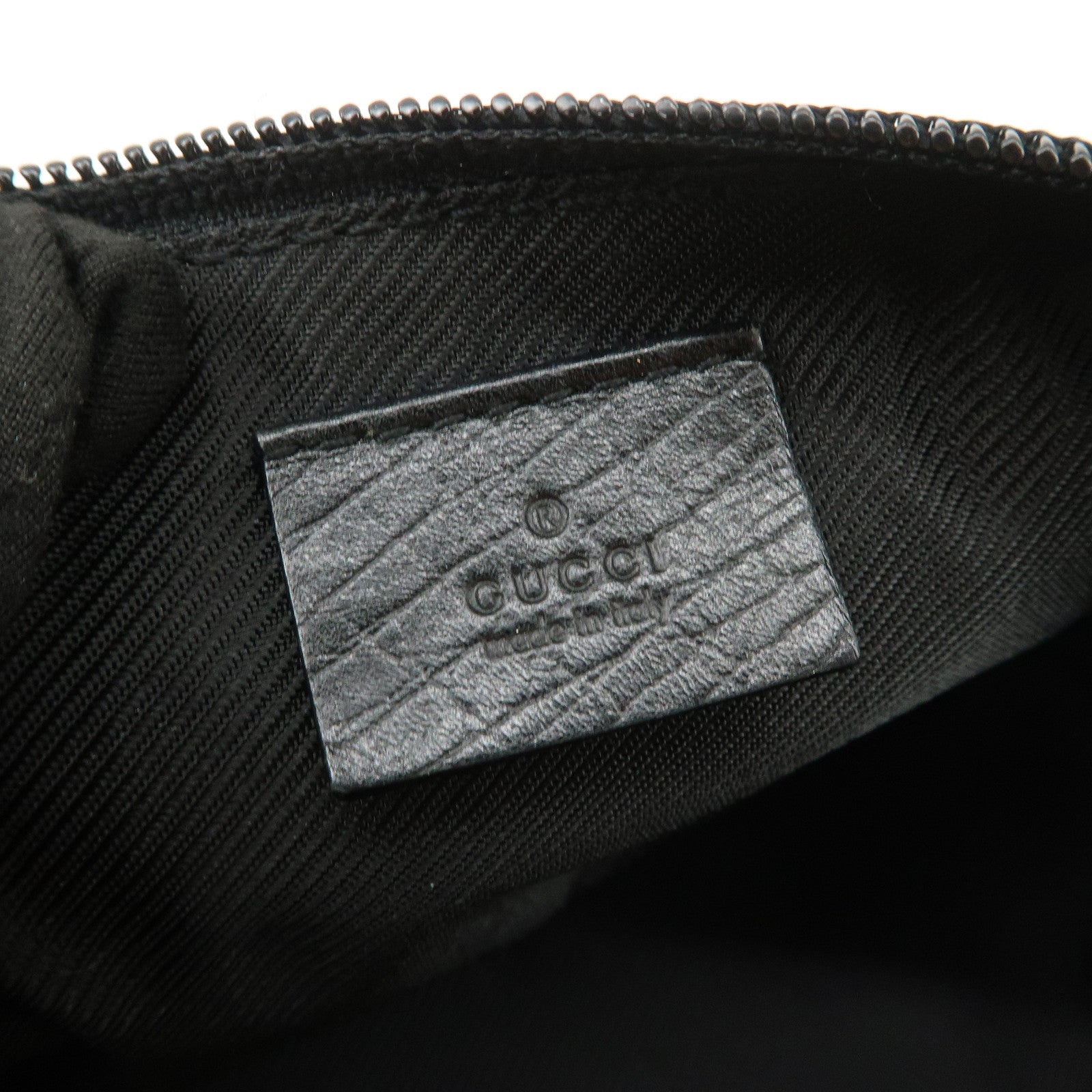 GUCCI Boat Bag GG Canvas Leather Hand Bag Pouch Black 07198