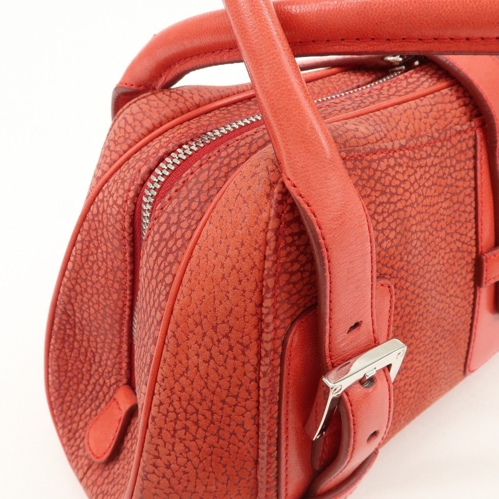 LOEWE Logo Senda Leather Shoulder Bag Hand Bag Red