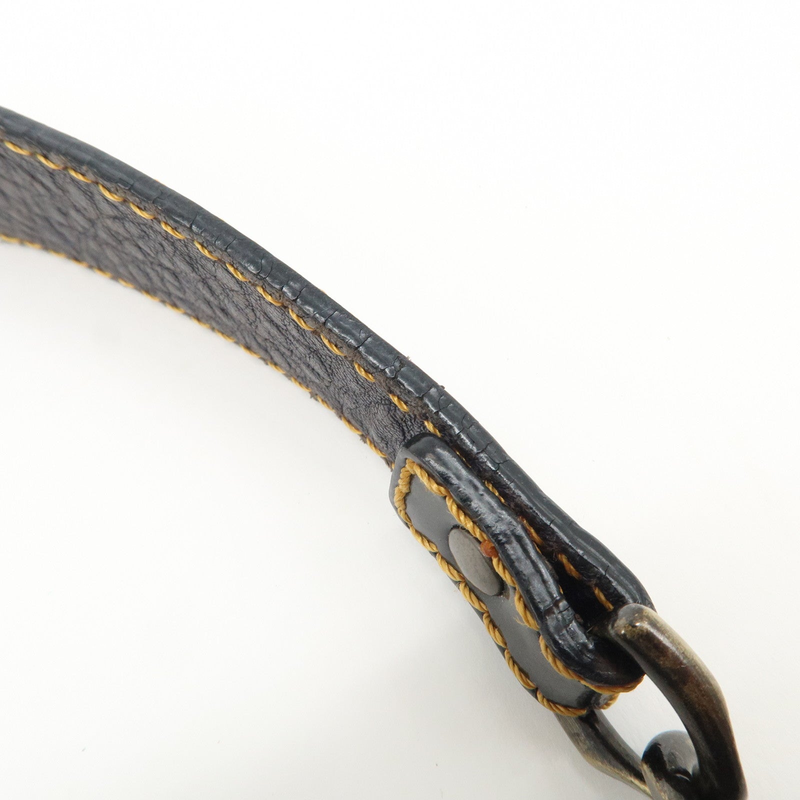 FENDI Leather Patent Leather shoulder Bag Belt Navy 8BR551