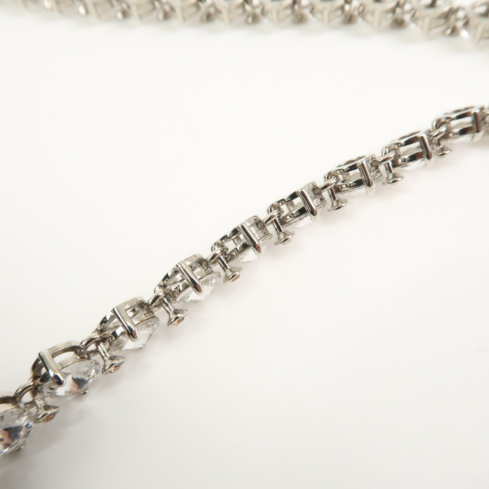 MIU MIU Logo Rhinestone Metal Necklace Choker Silver