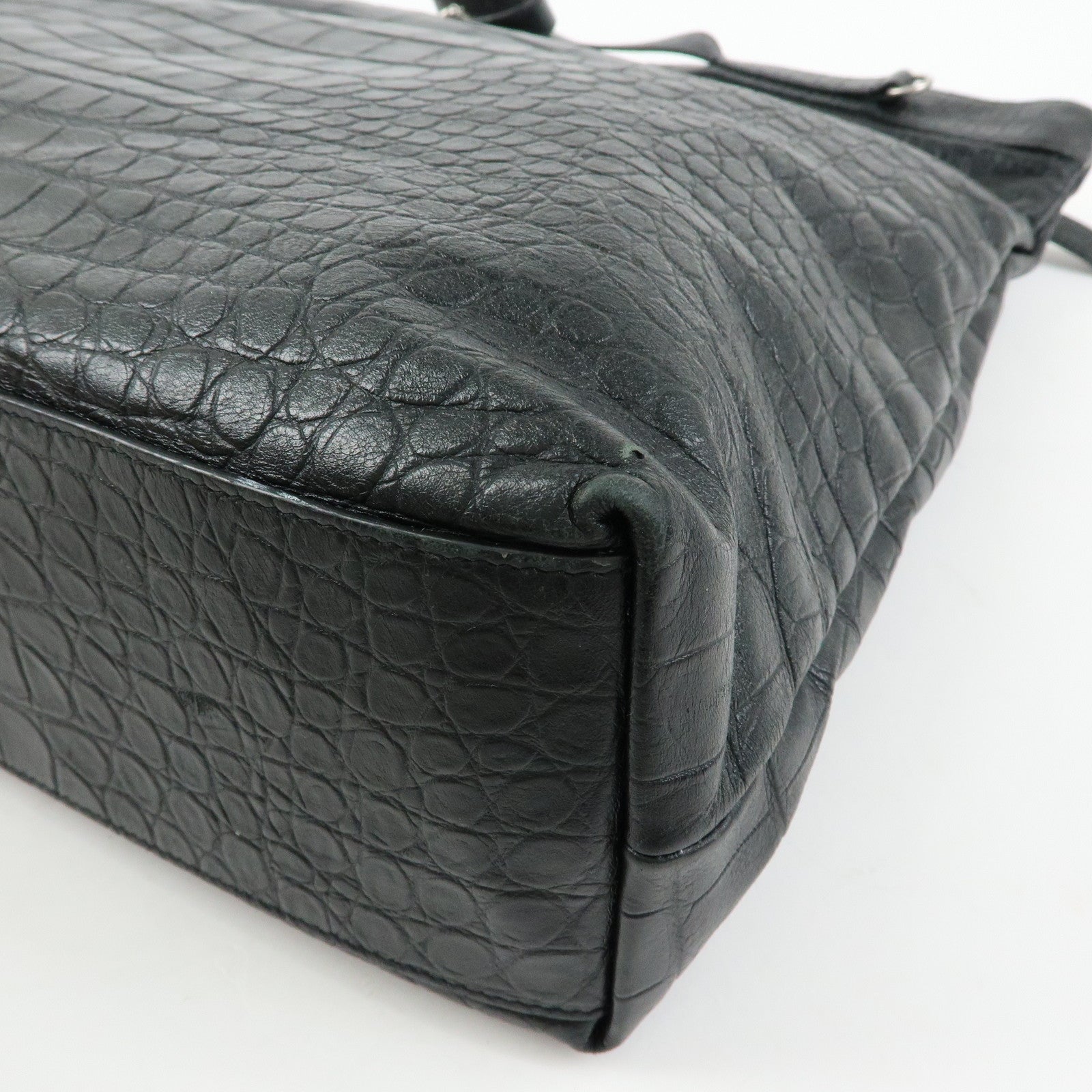 SAINT LAURENT PARIS Embossed Leather 2Way Shoulder Bag Black 504873