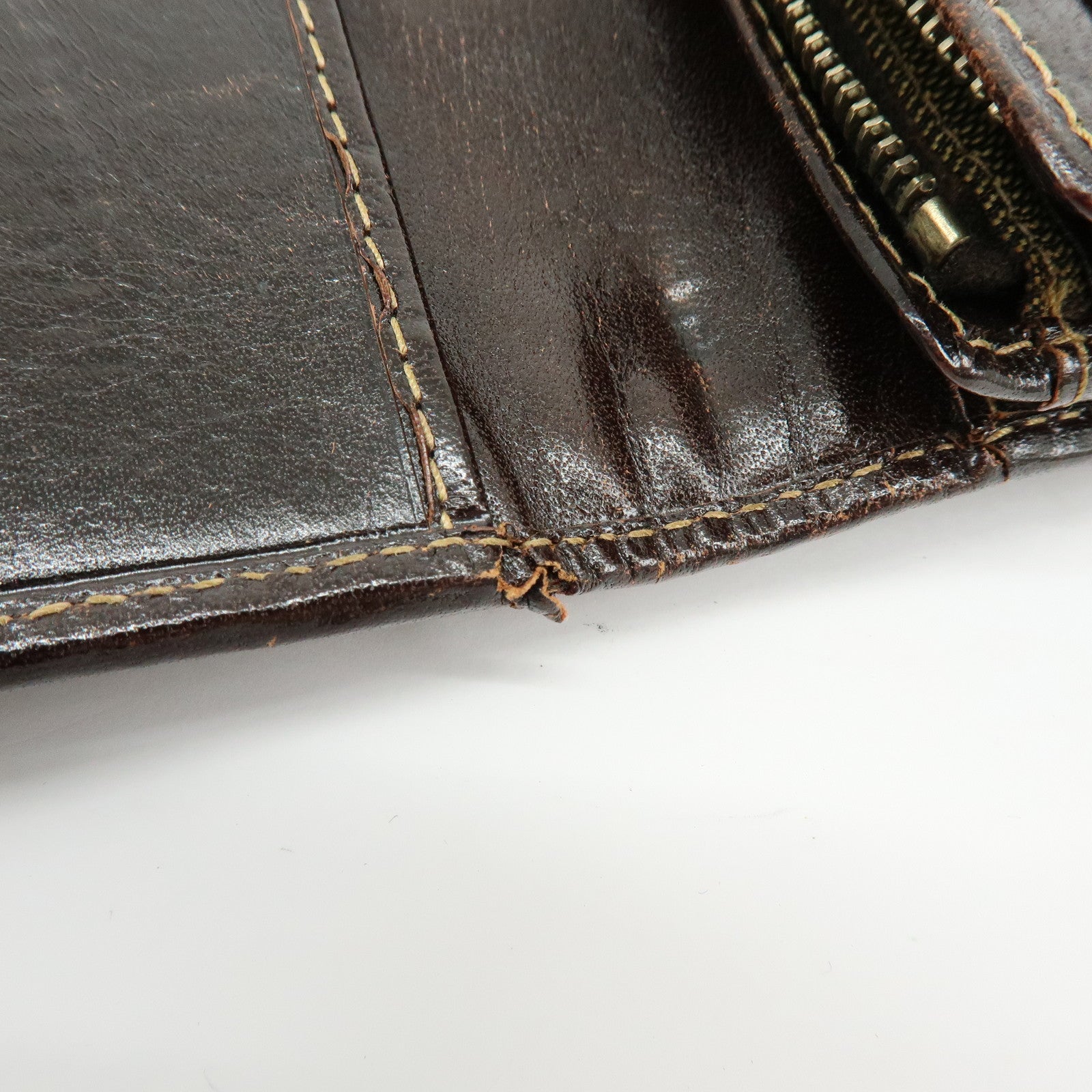 FENDI Zucca Canvas Leather Bi-fold Compact Wallet Brown 31052