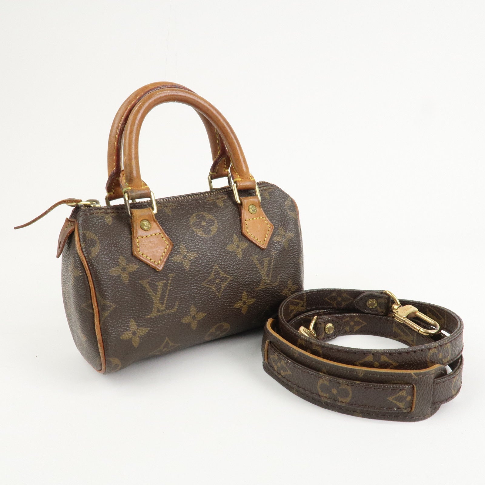 Louis Vuitton Monogram Mini Speedy & Strap Brown M41534 J75010