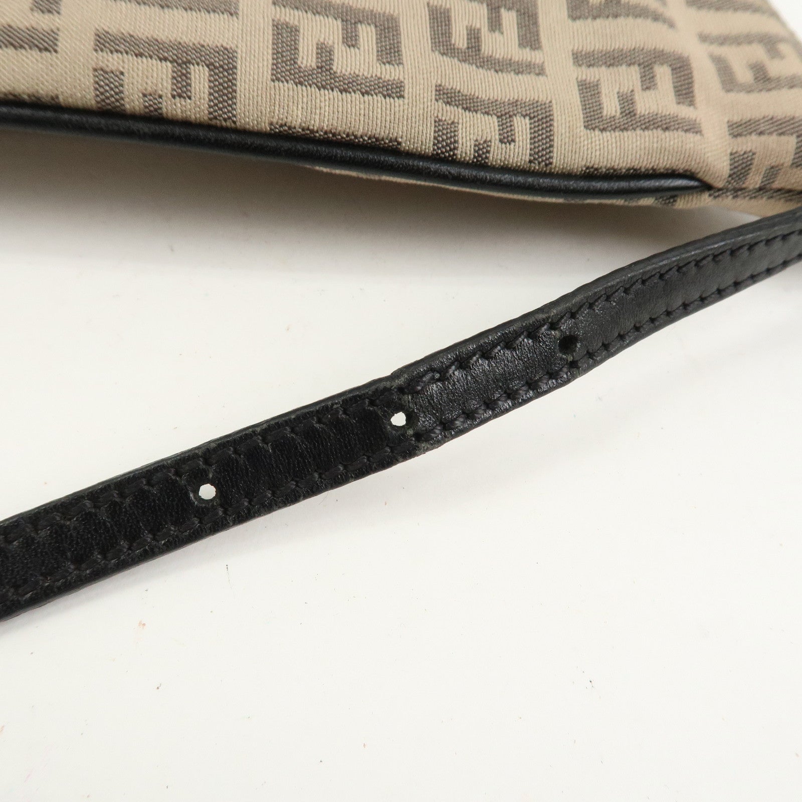 FENDI Zucchino Canvas Leather Shoulder Bag Crossbody Bag 8BT047