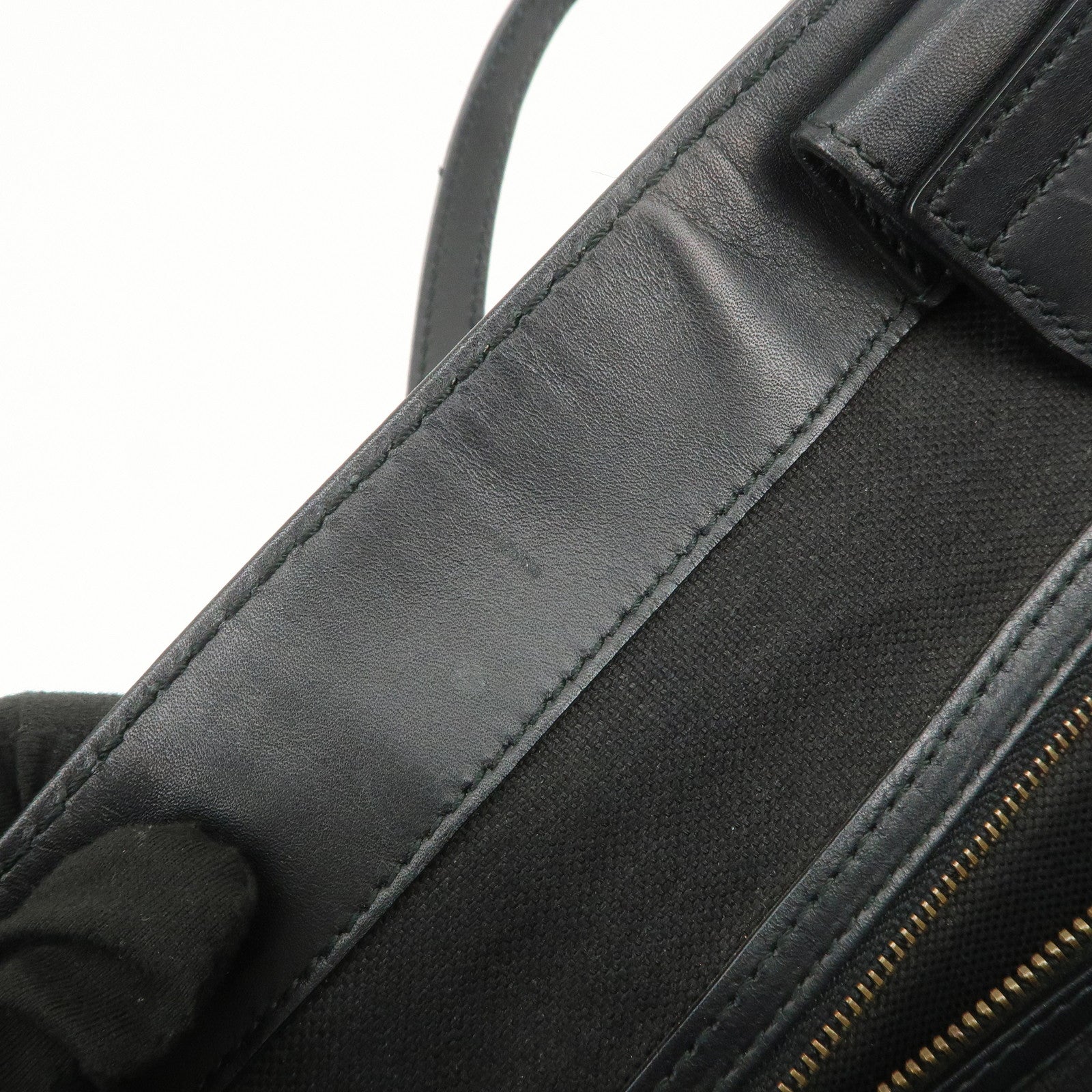 GUCCI Horsebit Logo Suede Leather Tote Bag Hand Bag Black 305585