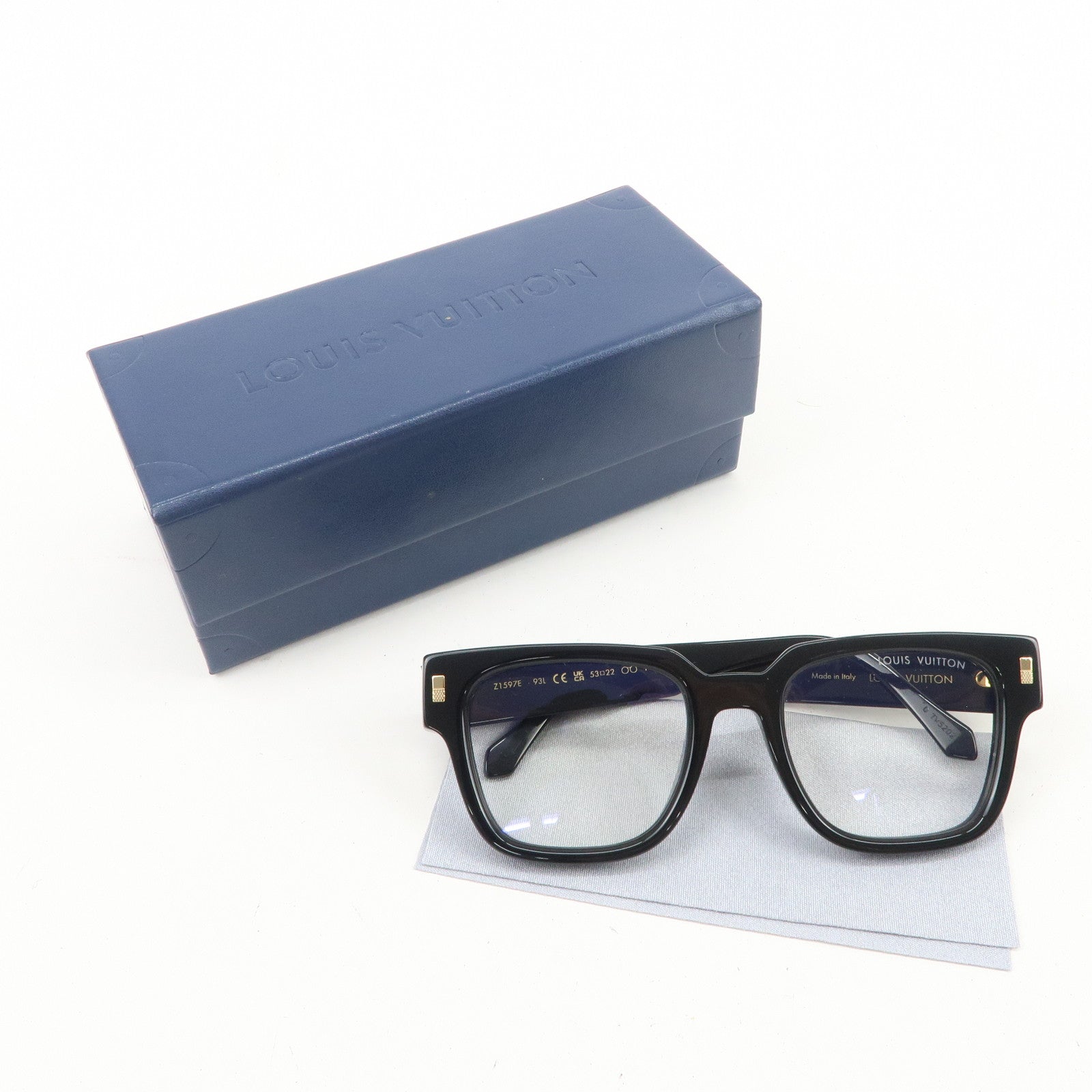 Louis Vuitton Plastic Fashion Glasses Black Frame 53□22 145