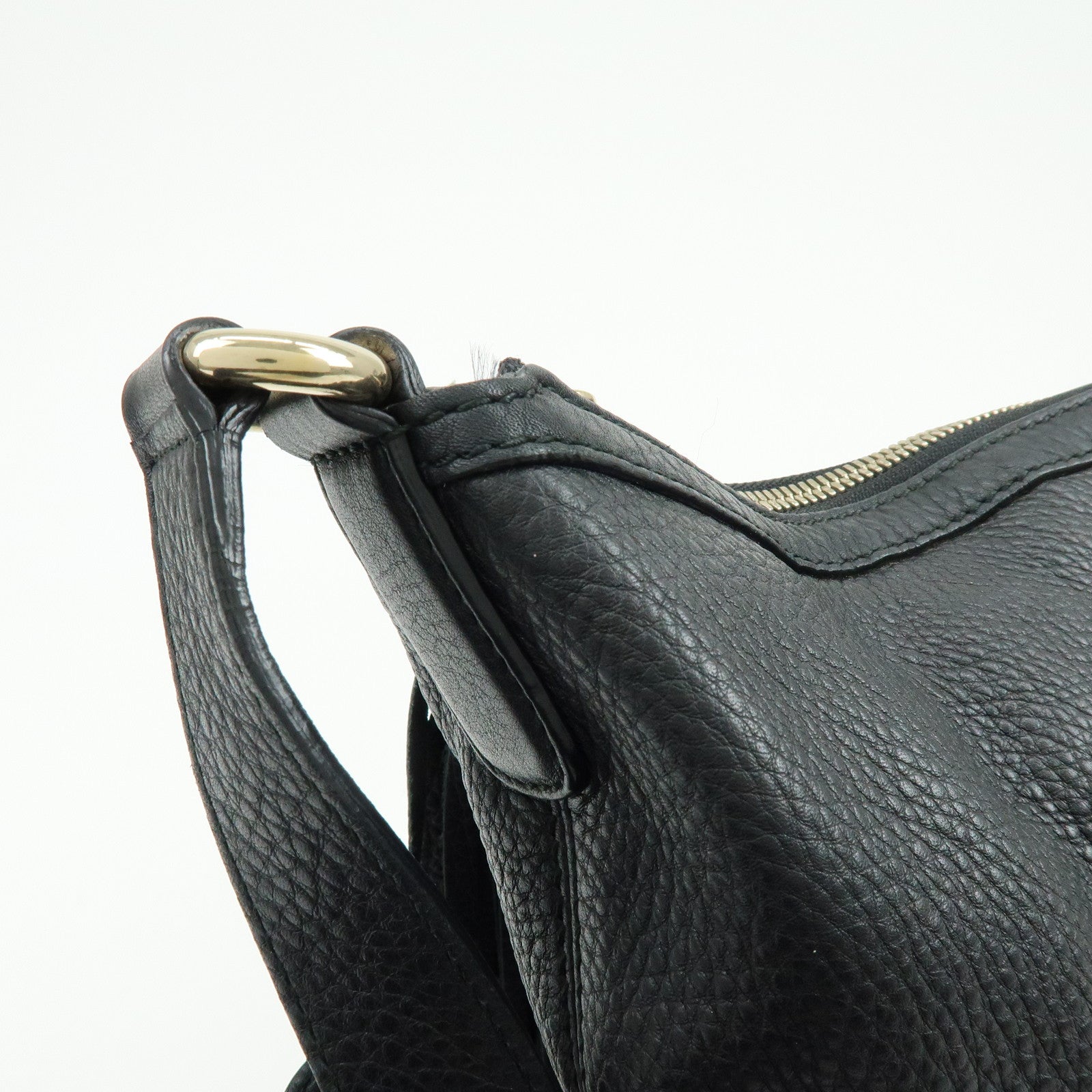 GUCCI SOHO Interlocking G Leather Shoulder Bag Black 295175