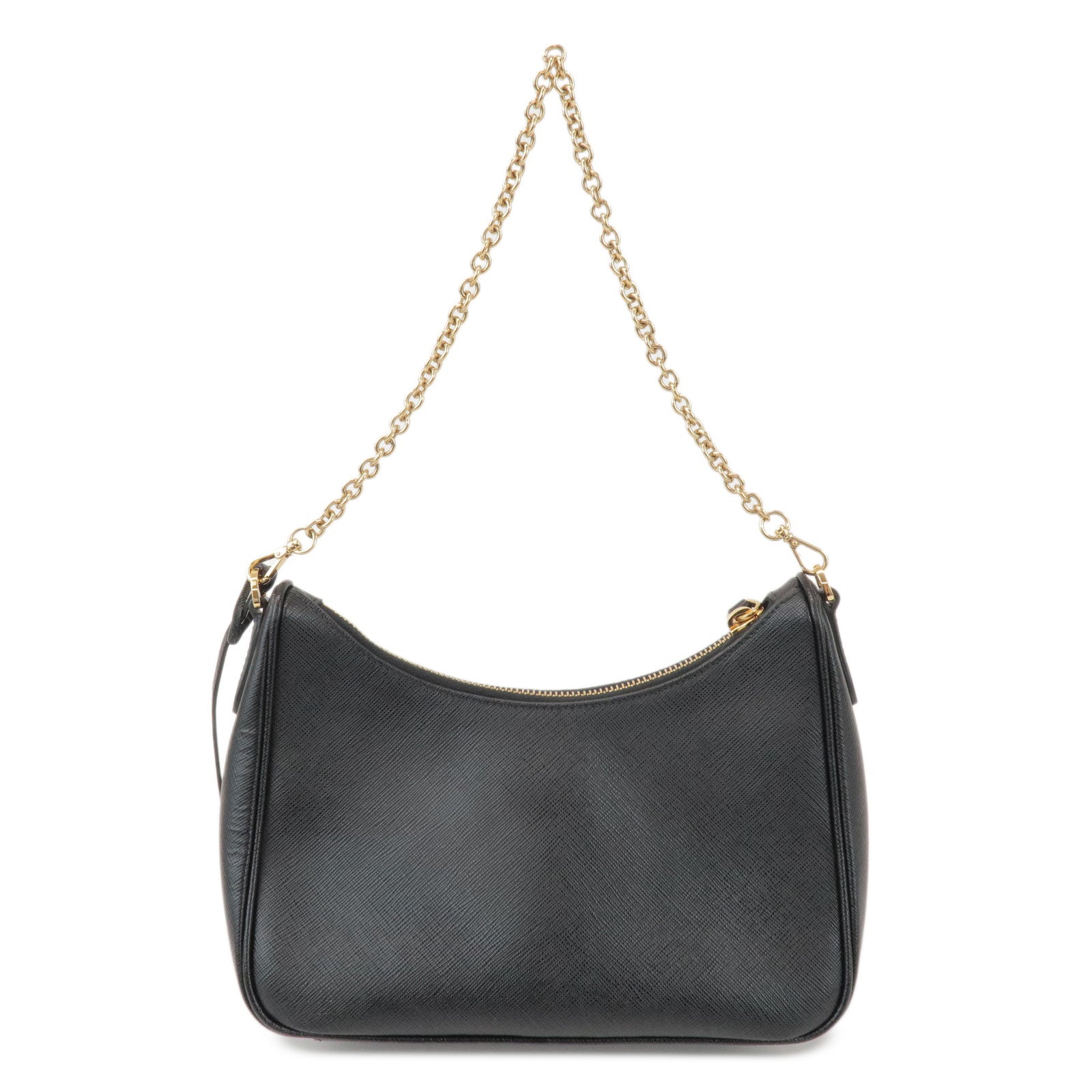 PRADA Triangle Logo Saffiano Leather 2Way Shoulder Bag Black 1BH204