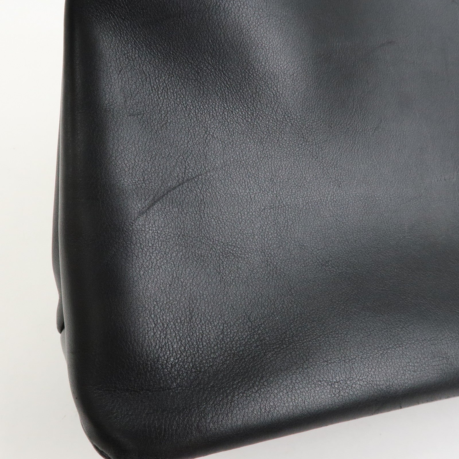 CHANEL Logo Leather Shoulder Bag Tote Bag Hand Bag Black