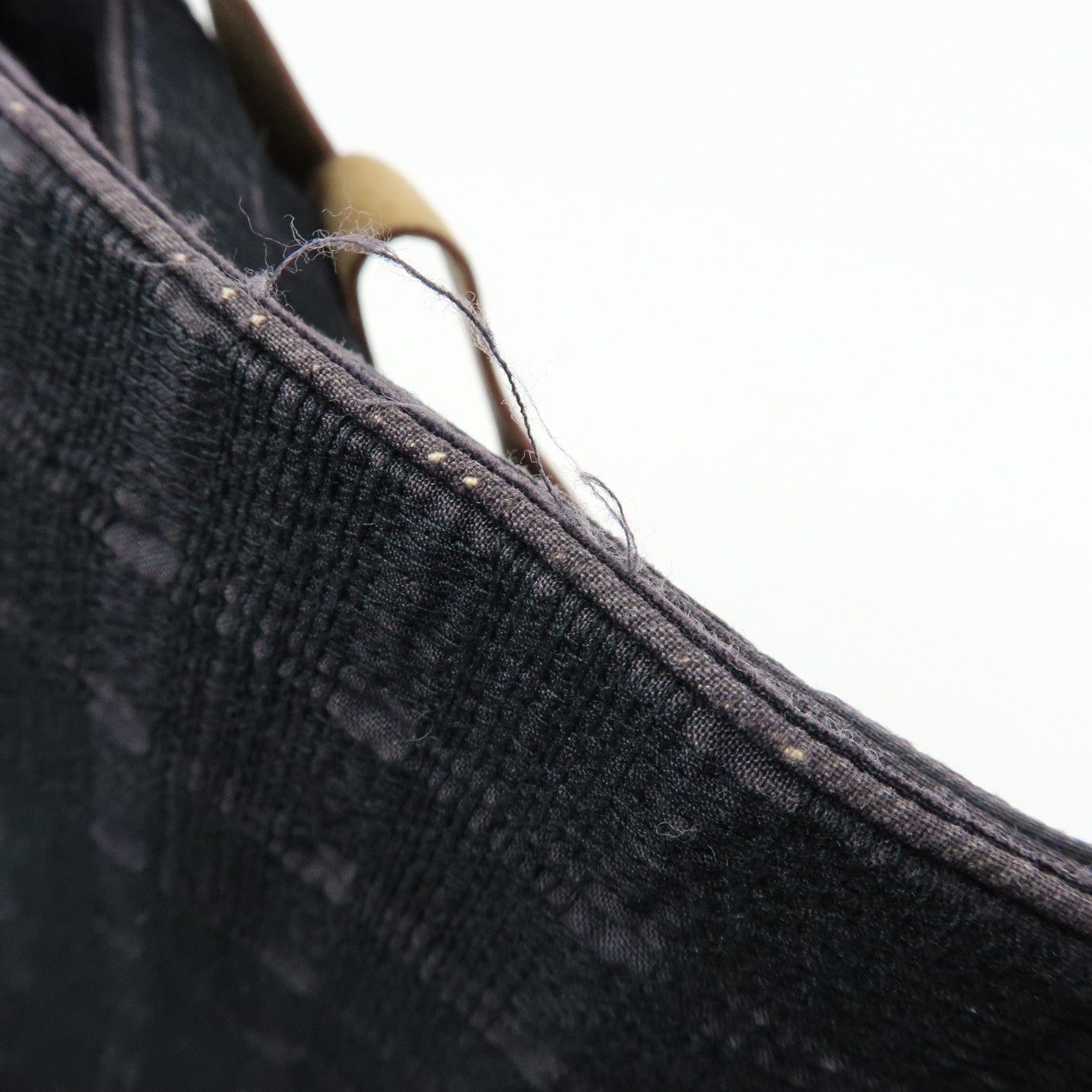 HERMES Amedaba Cabas de Poche Cotton Canvas Leather Tote Bag Black